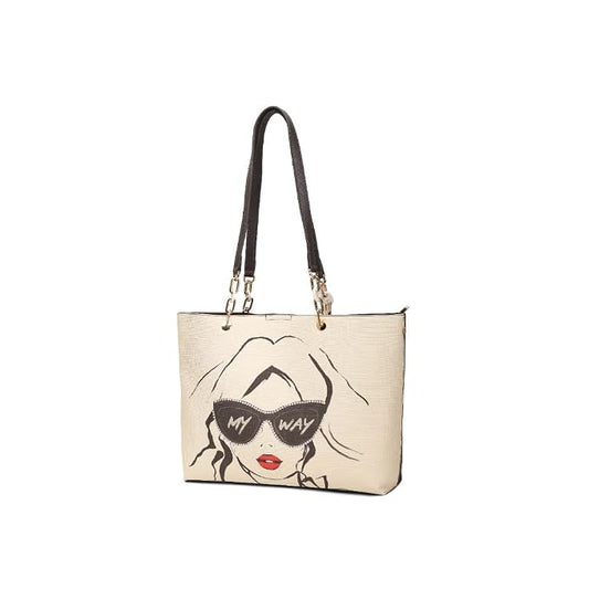 Magnolia Grey PU Leather Printed One Size Women Tote