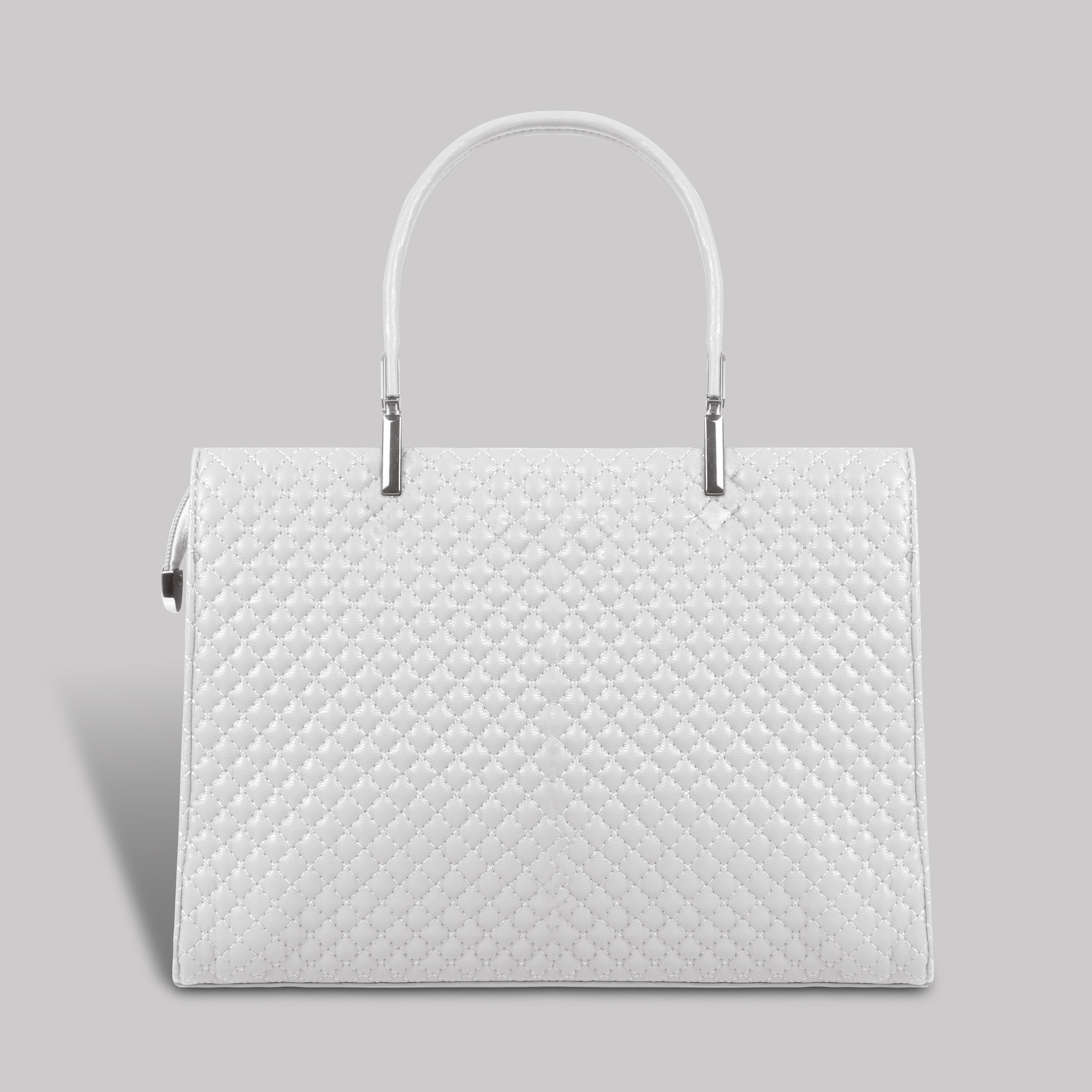 Magnolia White Quilted Faux Leather Handbag for Women | 10.5L Stylish Everyday & Office Use Bag with Long Strap