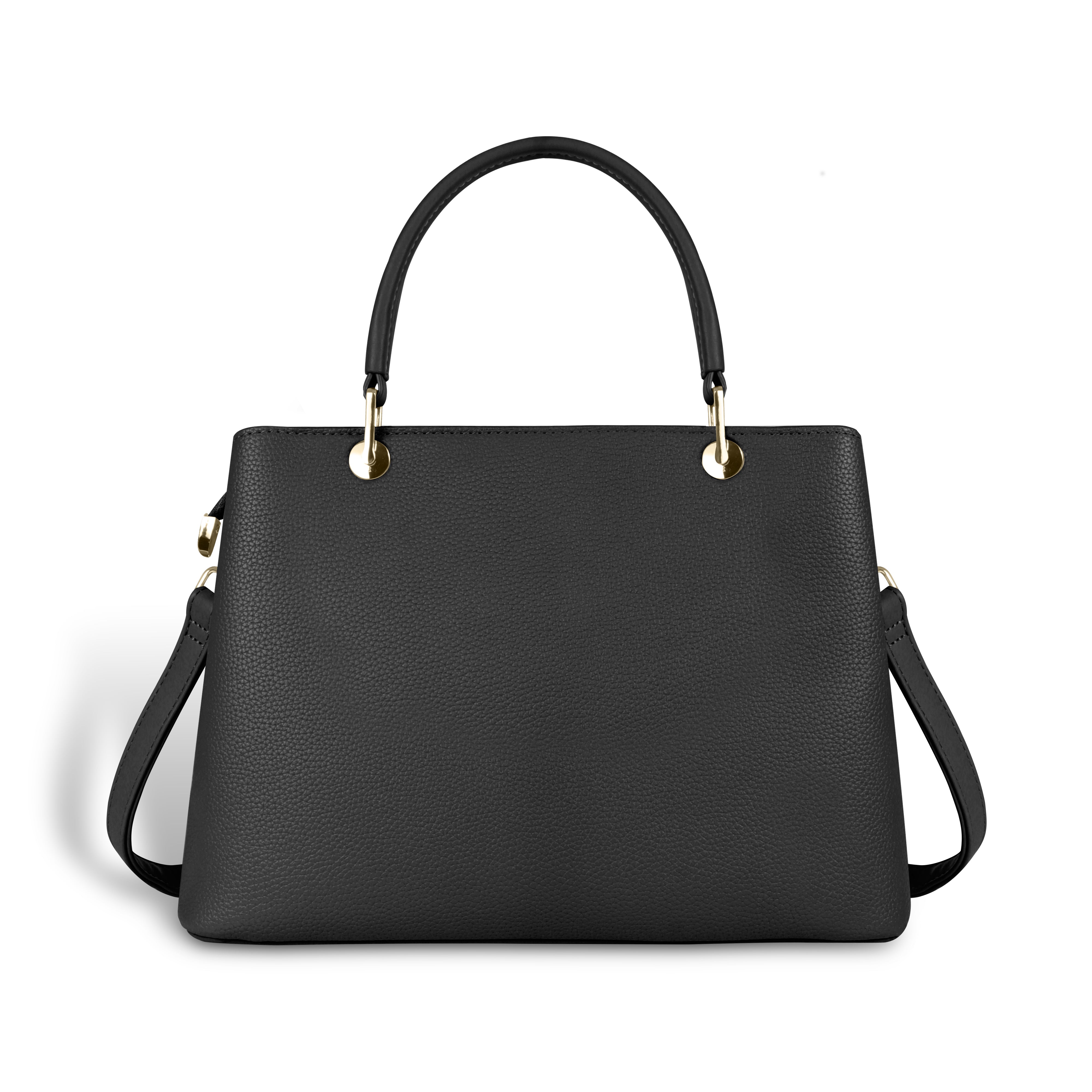 Magnolia Elegant Textured Handbag with Scarf Chain Handle – Black – Small Structured PU Leather Bag