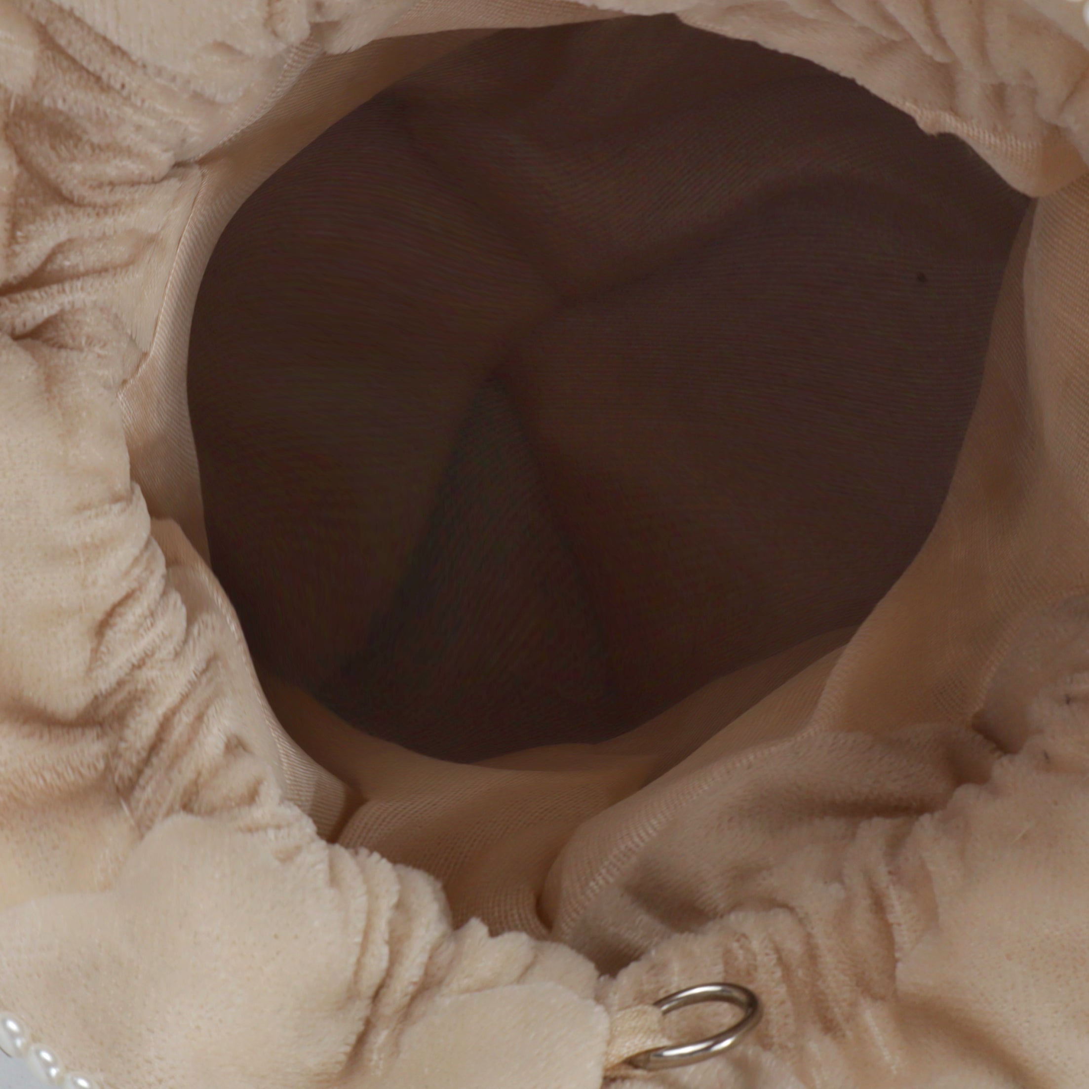 Magnolia Velvet Embroidered Potli Bag – Ivory with Silver Embroidery & Pearl Detailing