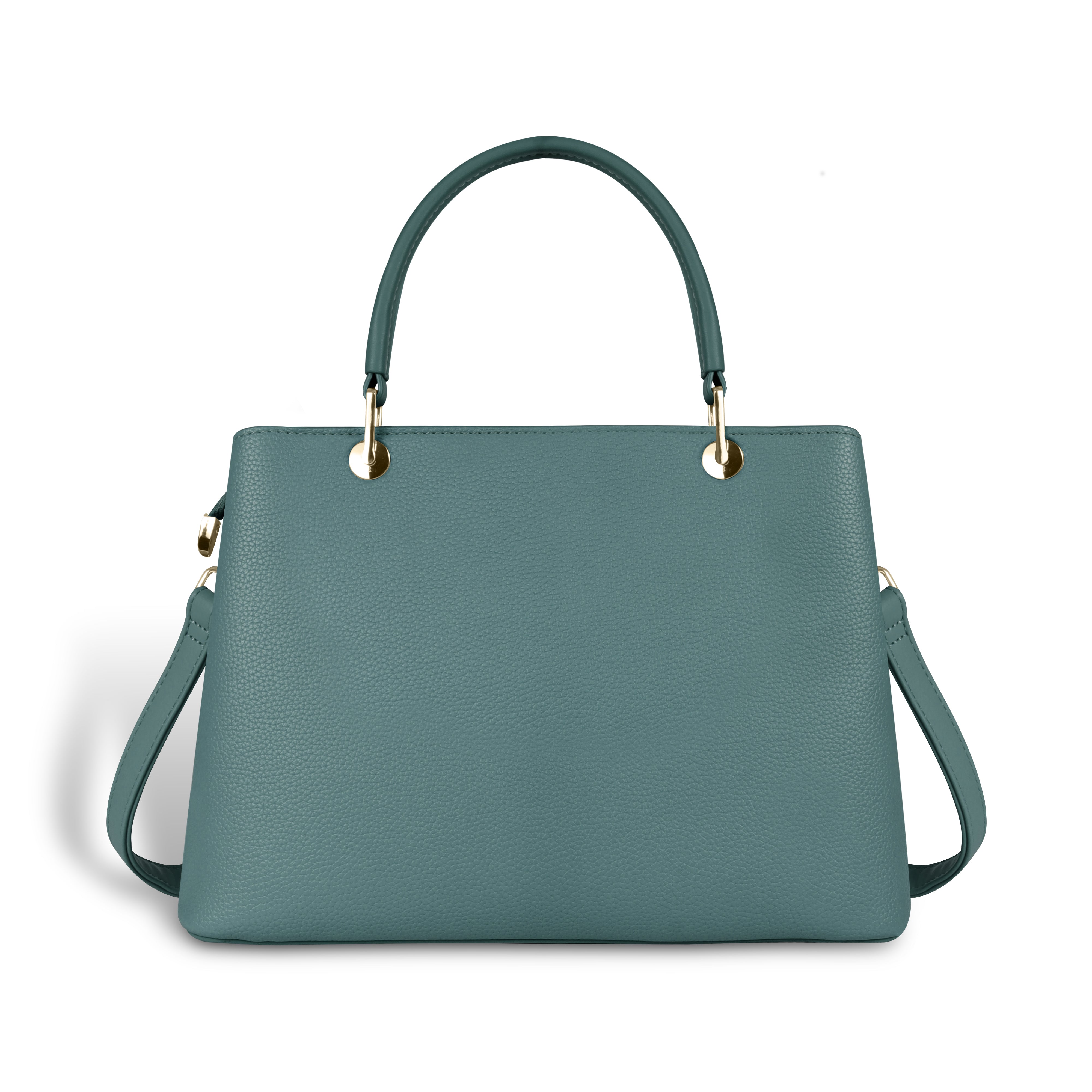 Magnolia Elegant Textured Handbag with Scarf Chain Handle – Teal Green – Small Structured PU Leather Bag