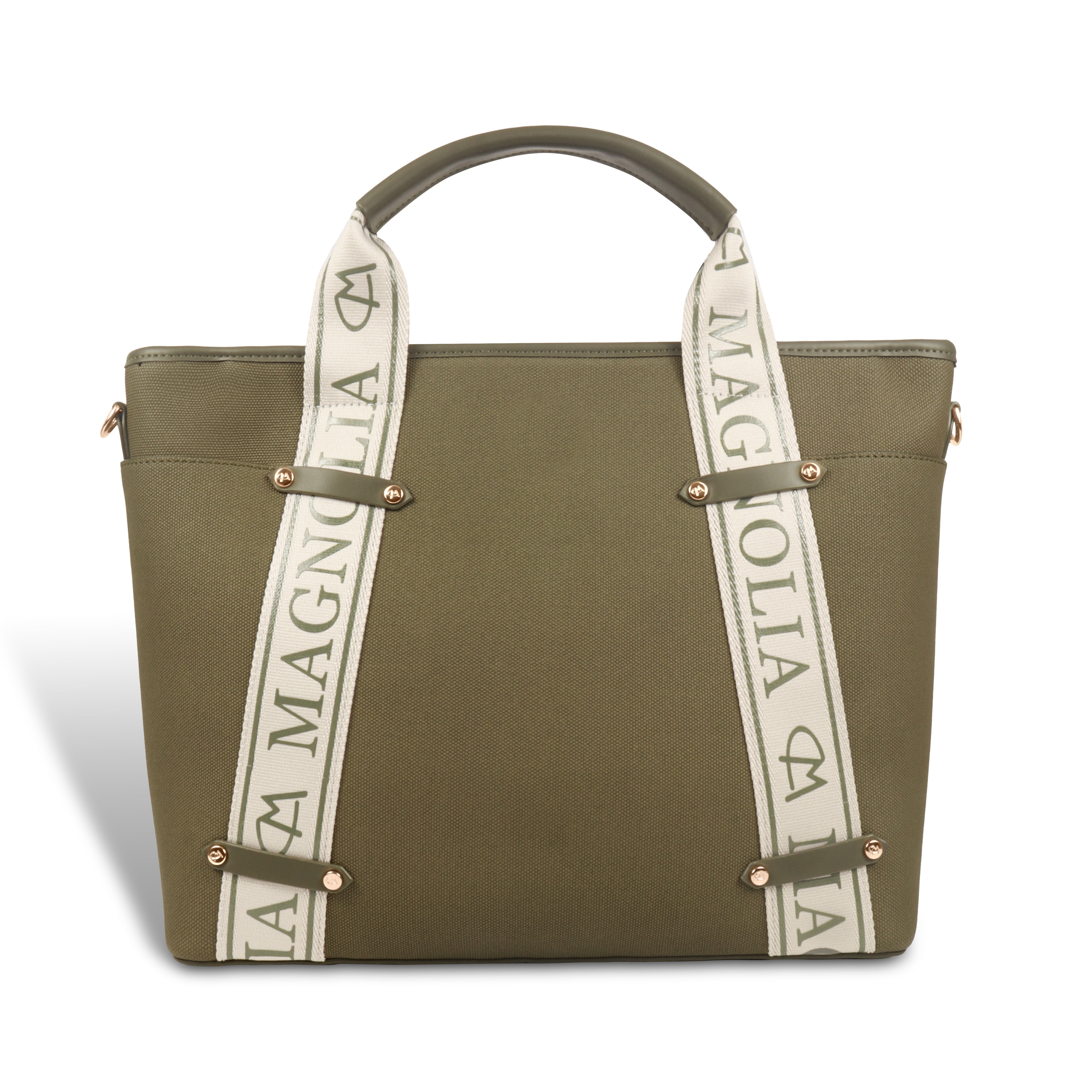 Magnolia® Vegan Leather Olive Green Handbag – 15L Spacious Tote for Everyday & Work Use