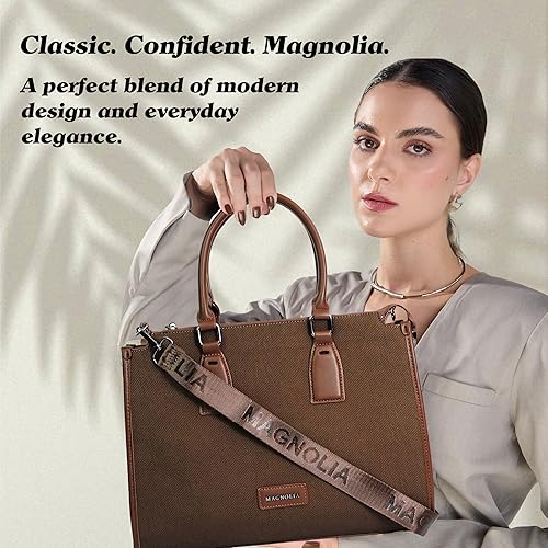 Magnolia® Premium Faux Leather Handbag – 10L Spacious Everyday & Office Bag Coffee