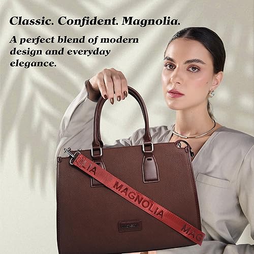 Magnolia® Premium Faux Leather Handbag – 10L Spacious Everyday & Office Bag Wine Red