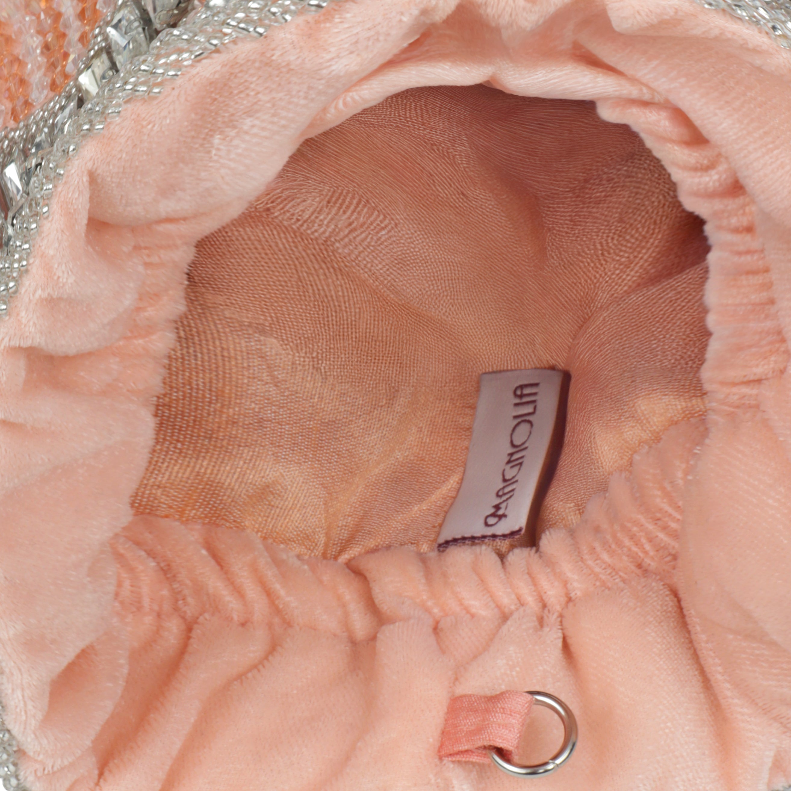 Magnolia Velvet Embroidered Potli Bag – Peach