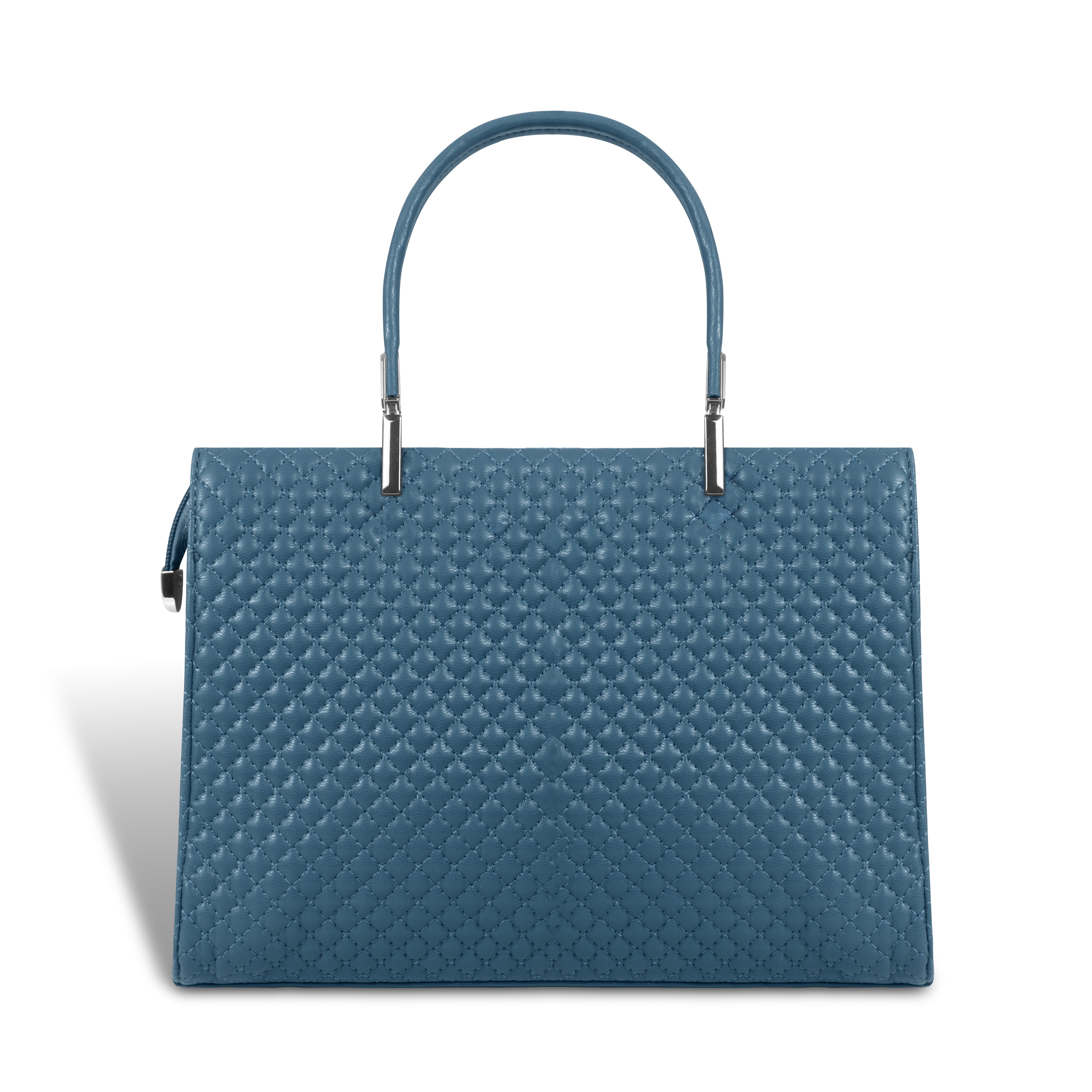 Magnolia Blue Quilted Faux Leather Handbag for Women | 10.5L Stylish Everyday & Office Use Bag with Long Strap