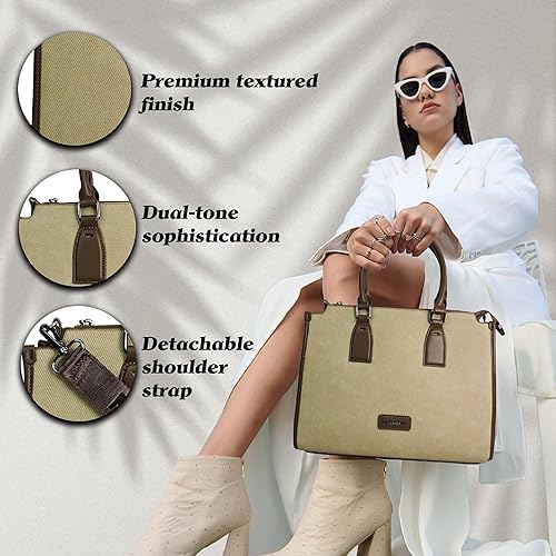 Magnolia® Premium Faux Leather Handbag – 10L Spacious Everyday & Office Bag Khaki