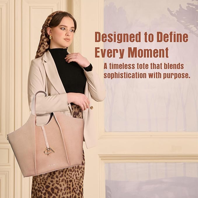 Luxury Hobo Tote Bag Spacious PU Leather Handbag with Charm