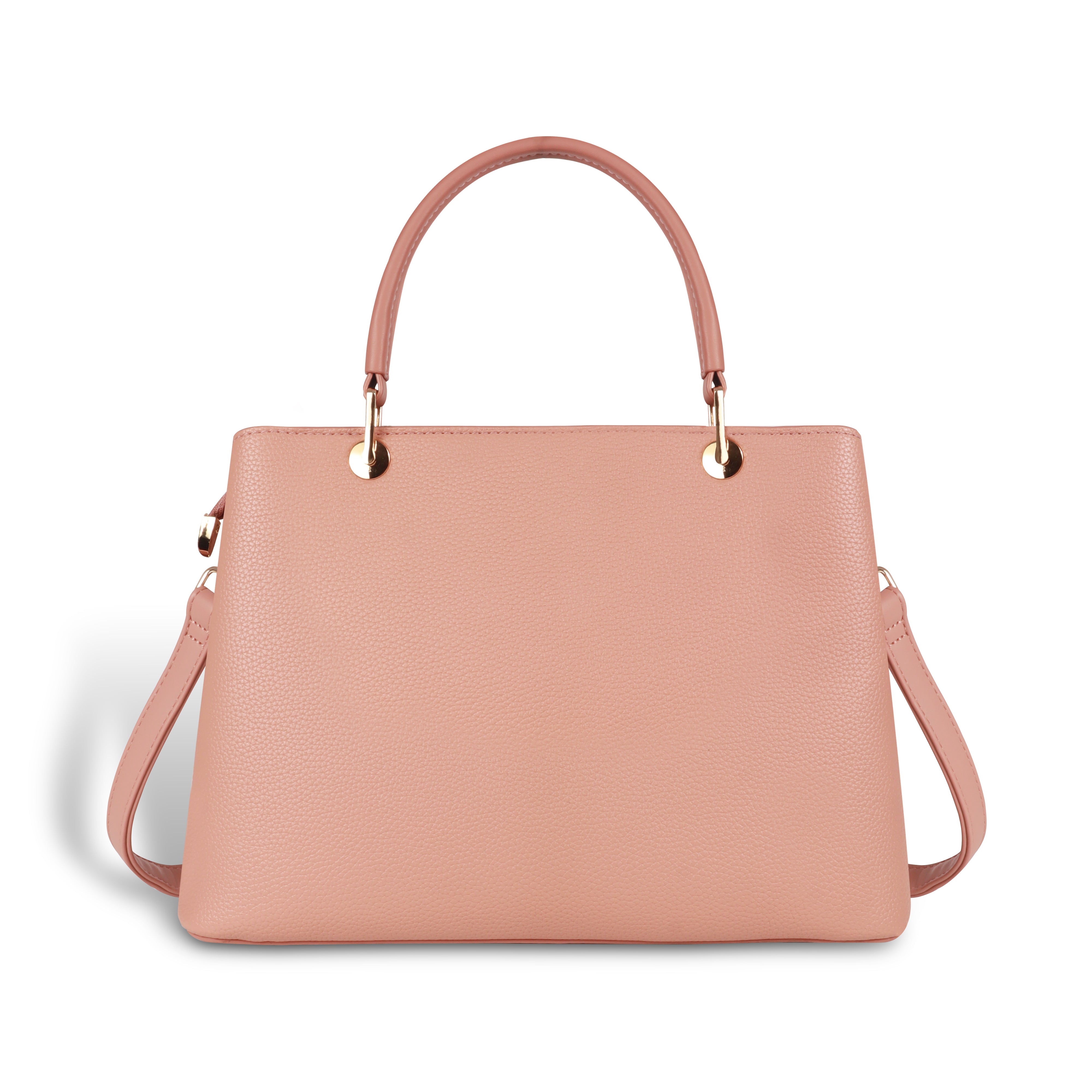 Magnolia Elegant Textured Handbag with Scarf Chain Handle – Blush Pink – Small Structured PU Leather Bag