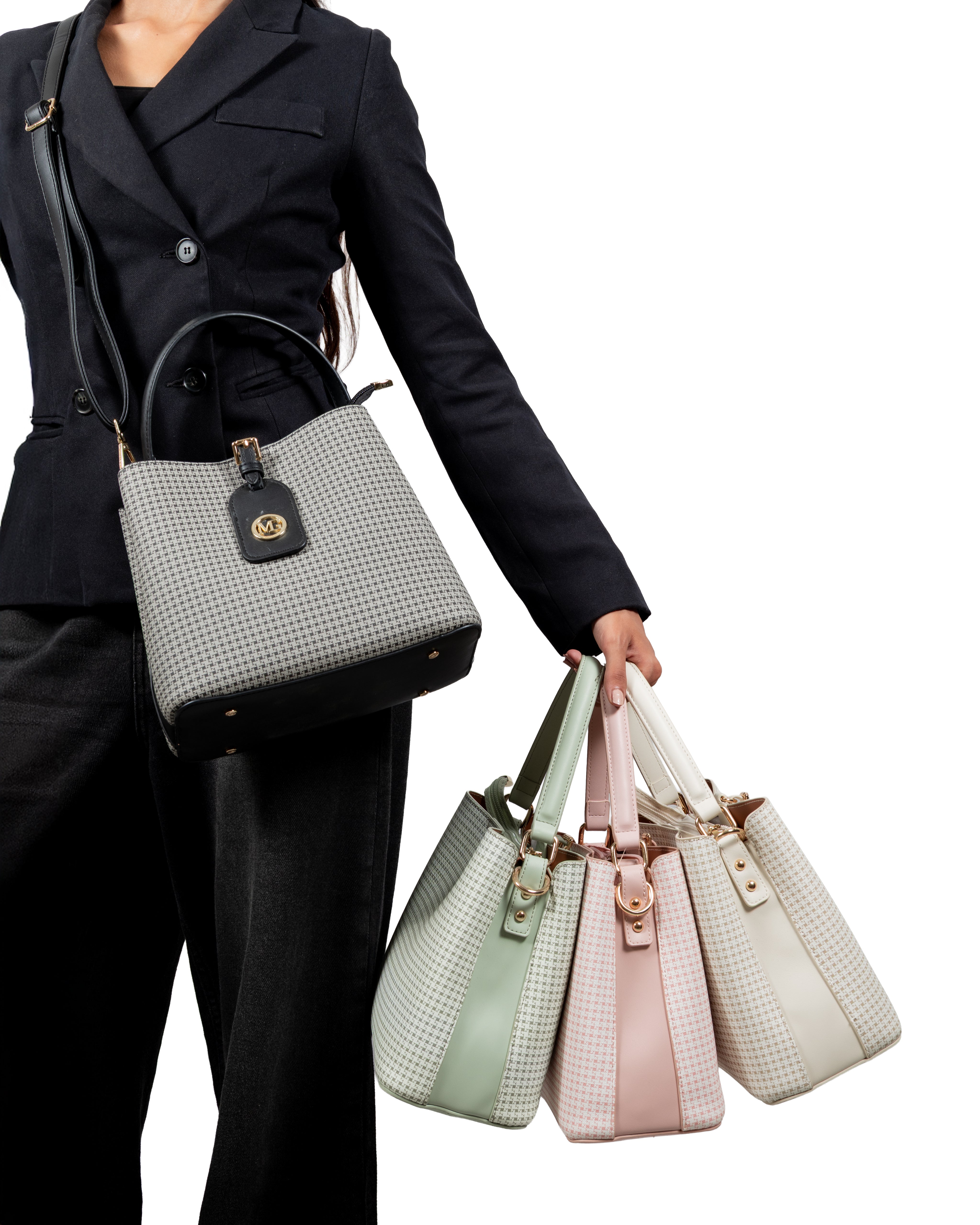 Magnolia Premium Textured Handbag for Women with Detachable Sling Strap