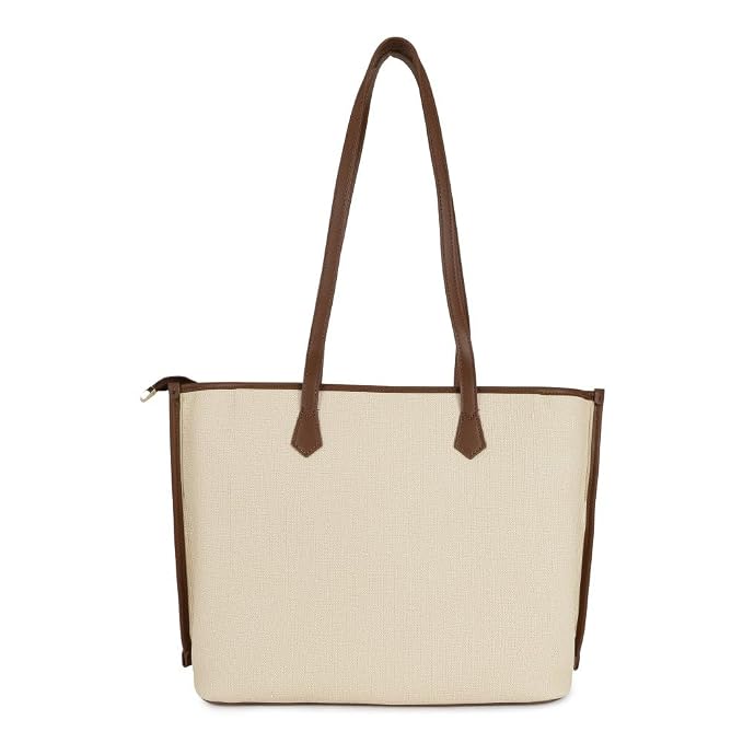 Magnolia PU Leather Women Beige Tote Bag