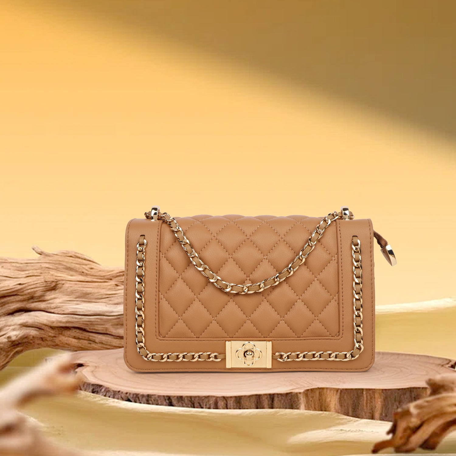 Magnolia Daphne Quilted Sling Bag Brown