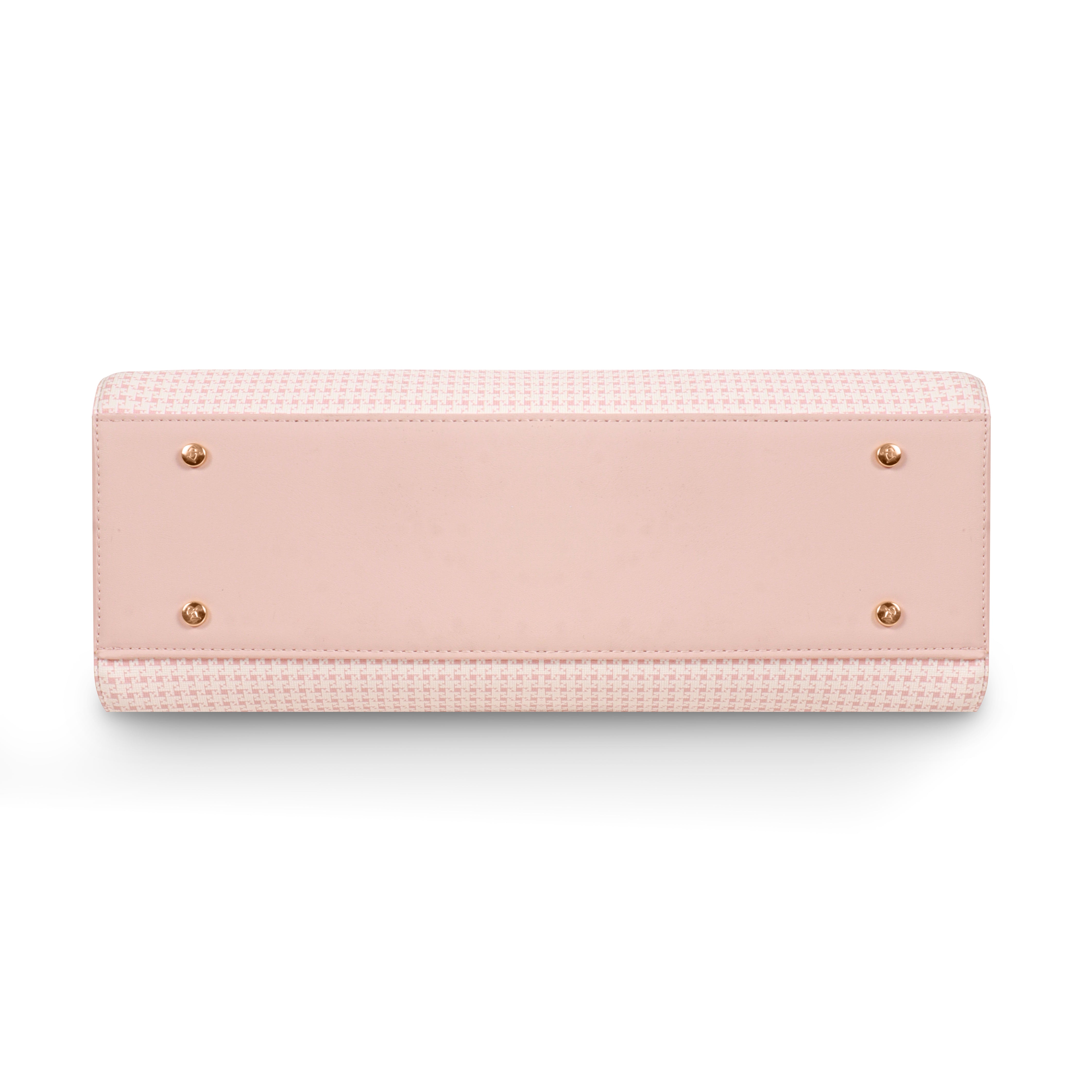 Magnolia Woven Texture Handbag | Pastel Pink | 10L Storage | Adjustable Strap | Spacious Interior