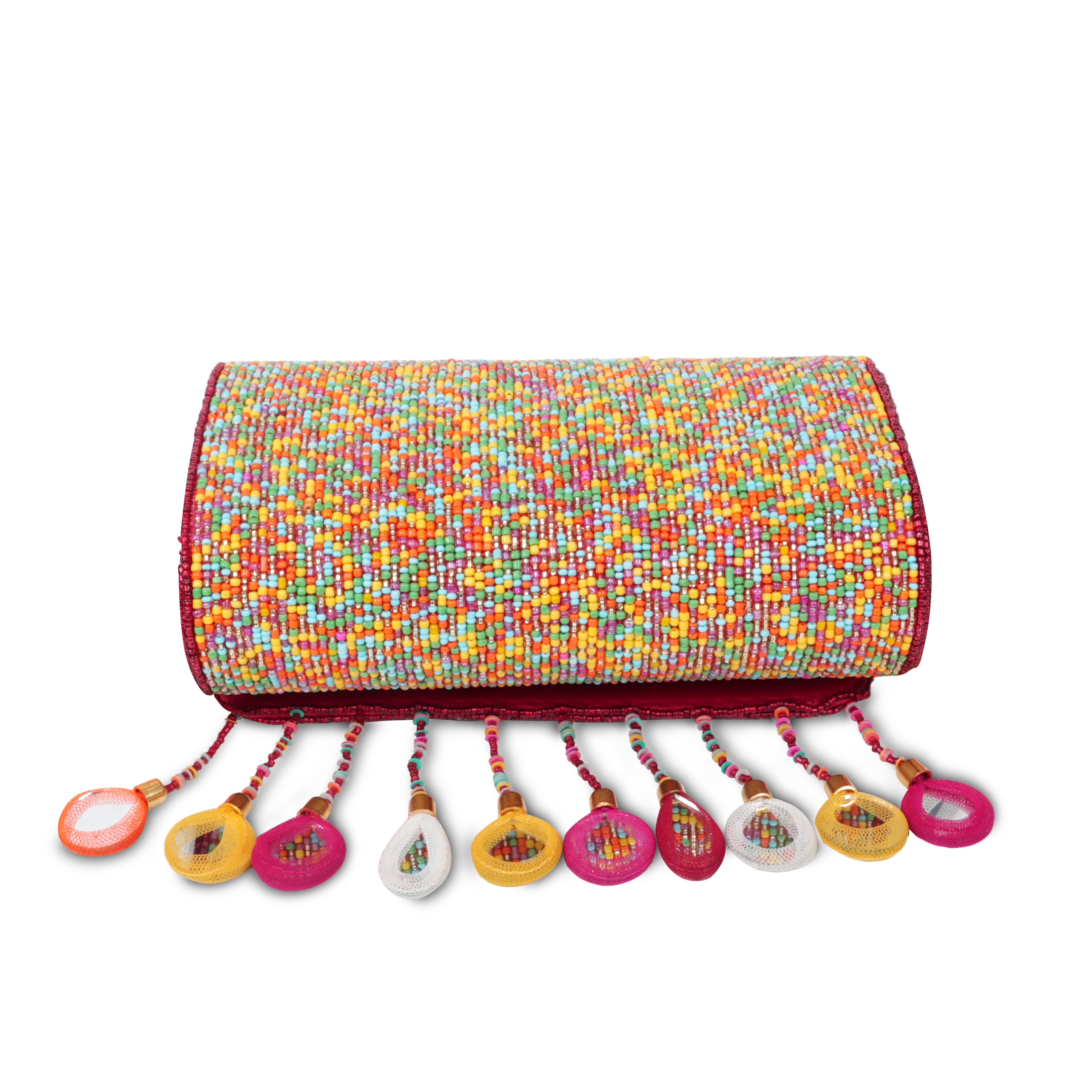 Magnolia Luxe Hot Pink Multicolor Velvet Clutch – Bridal, Festive & Party Wear