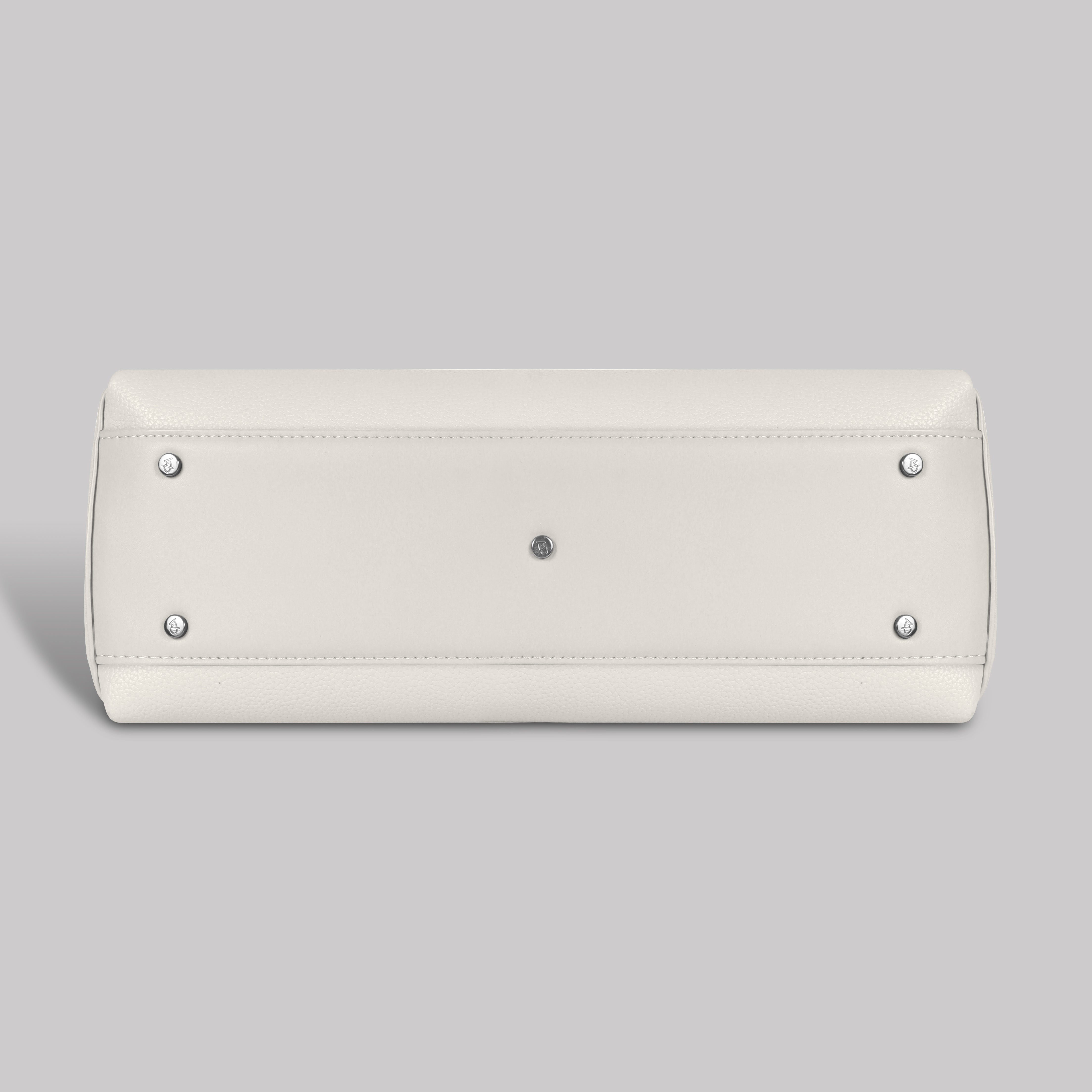 Magnolia Off-White Vegan Leather Handbag for Women | 12L Spacious Everyday & Work Bag with Long Strap