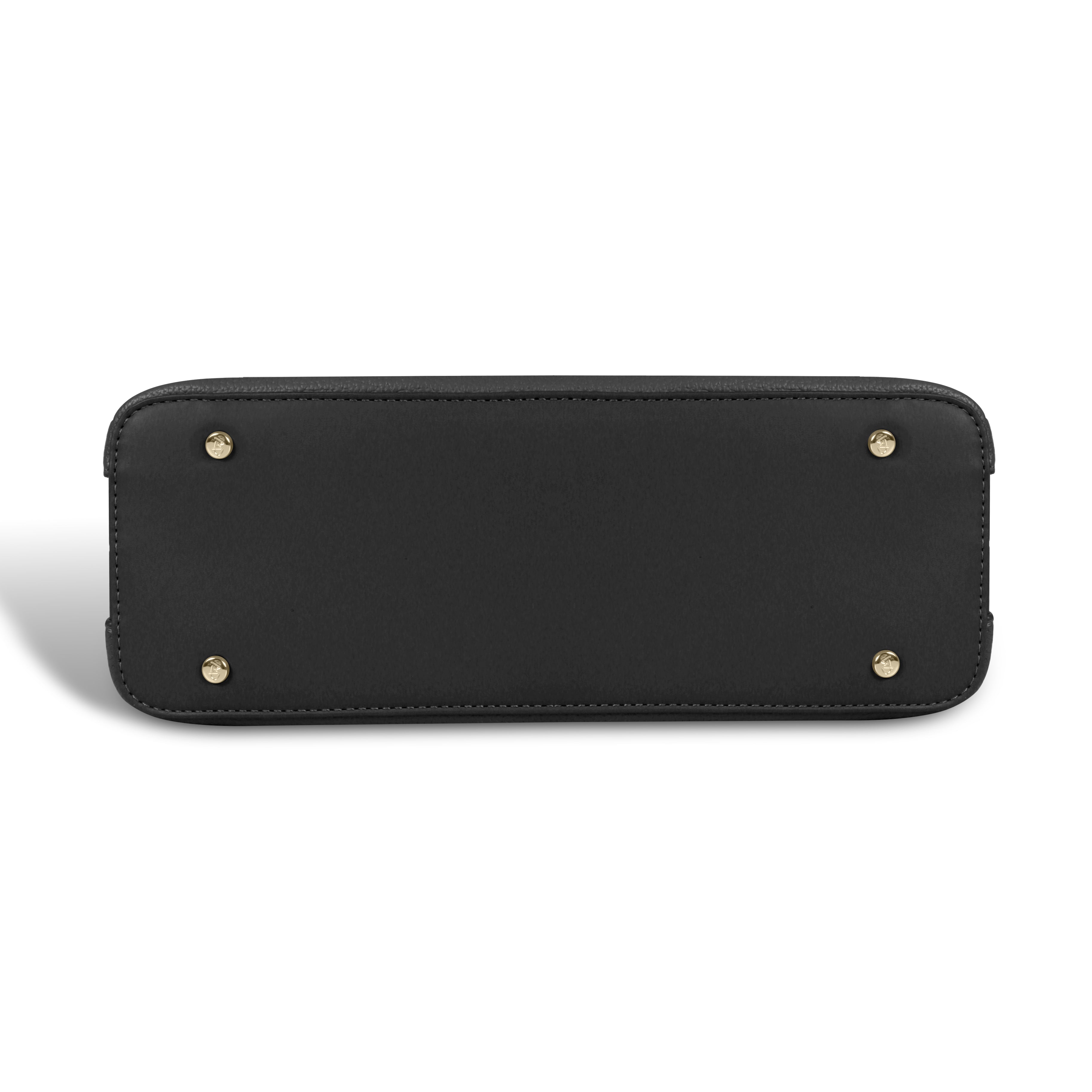 Magnolia Elegant Textured Handbag with Scarf Chain Handle – Black – Small Structured PU Leather Bag