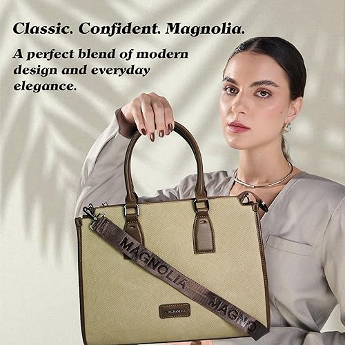Magnolia® Premium Faux Leather Handbag – 10L Spacious Everyday & Office Bag Khaki