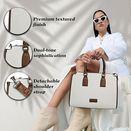 Magnolia® Premium Faux Leather Handbag – 10L Spacious Everyday & Office Bag Beige