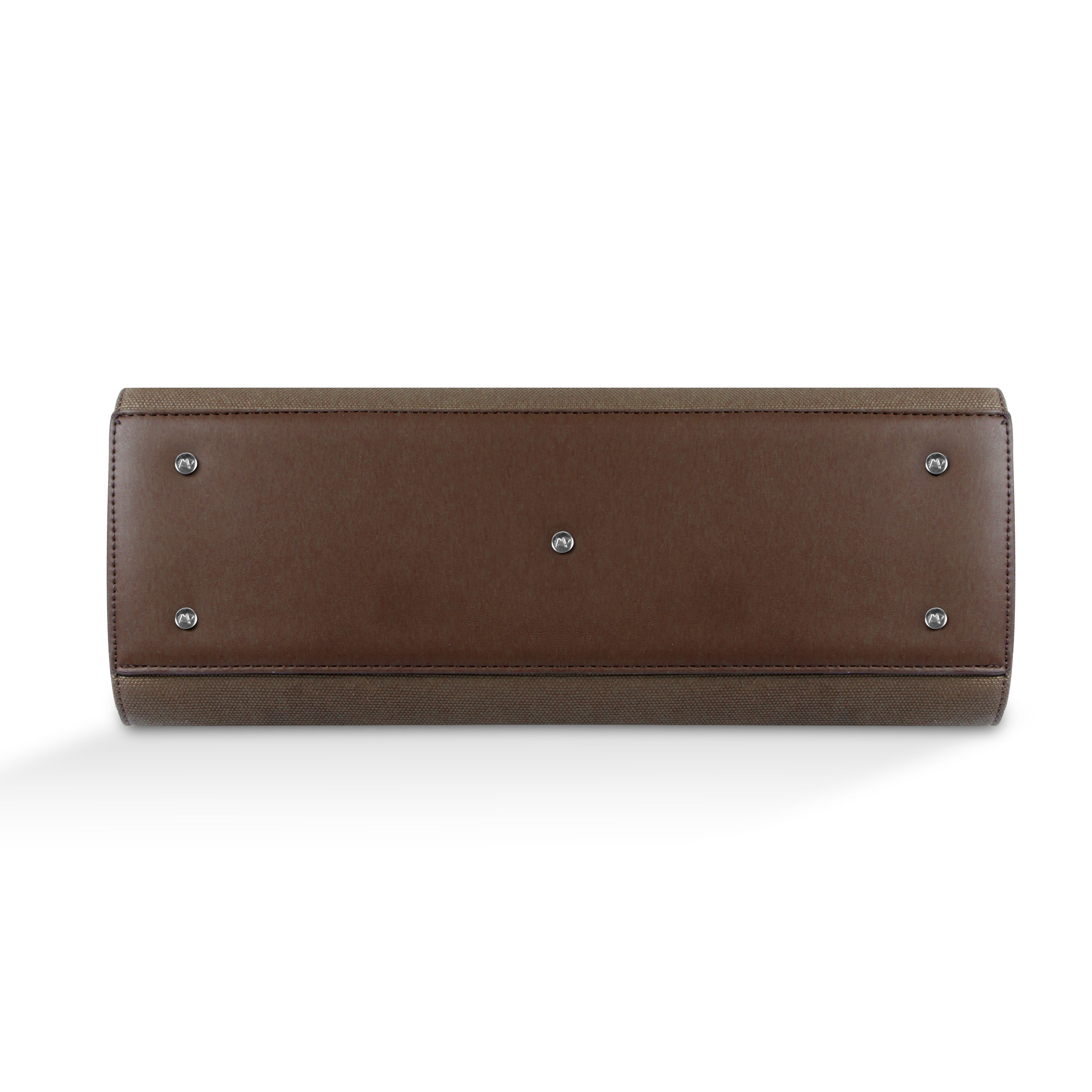 Magnolia Handbag |Brown | Premium PU Leather & Canvas | Work & Formal Bag