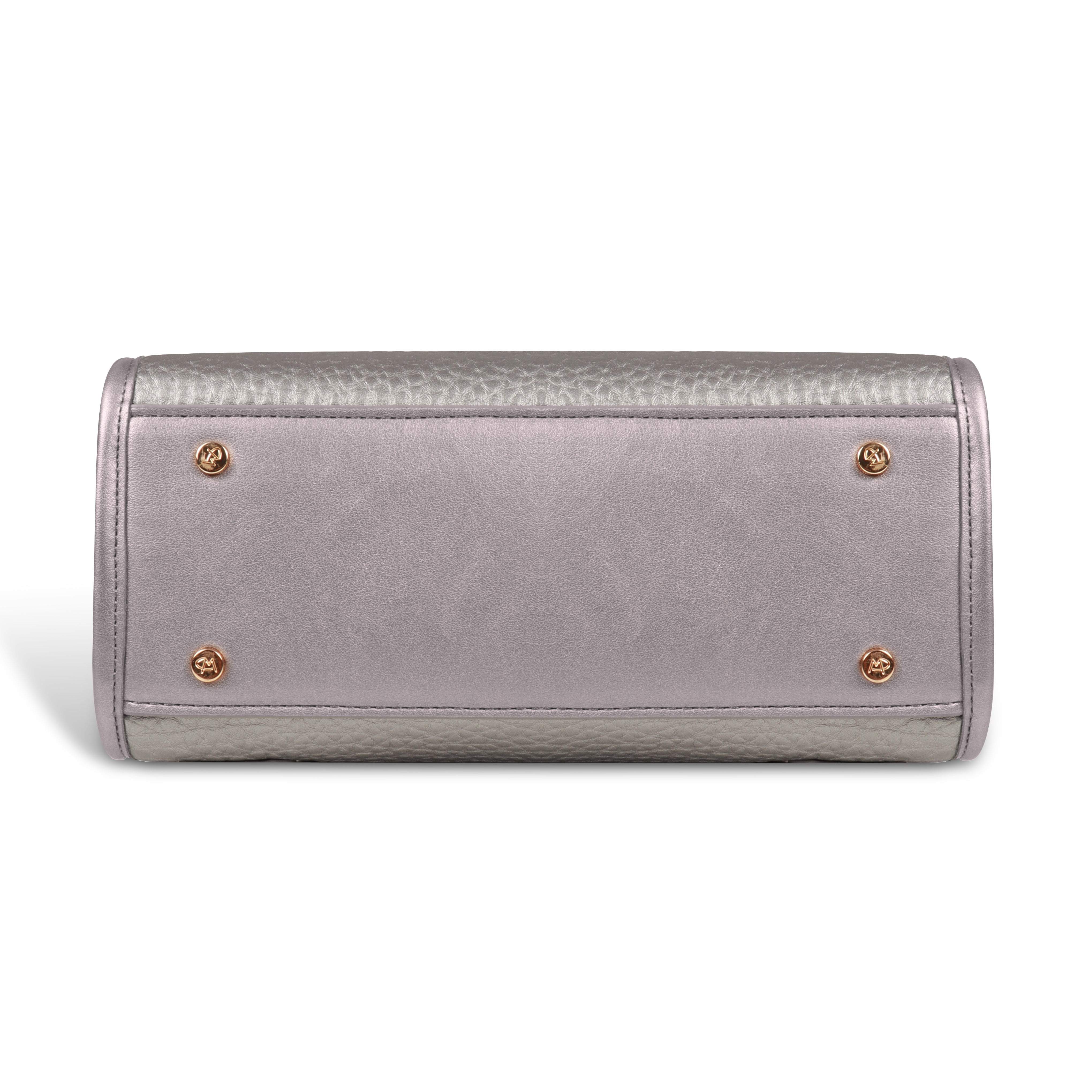 Magnolia Silver Vegan Leather Backpack for Women | 10.5L Stylish Casual Daypack with Long Strap