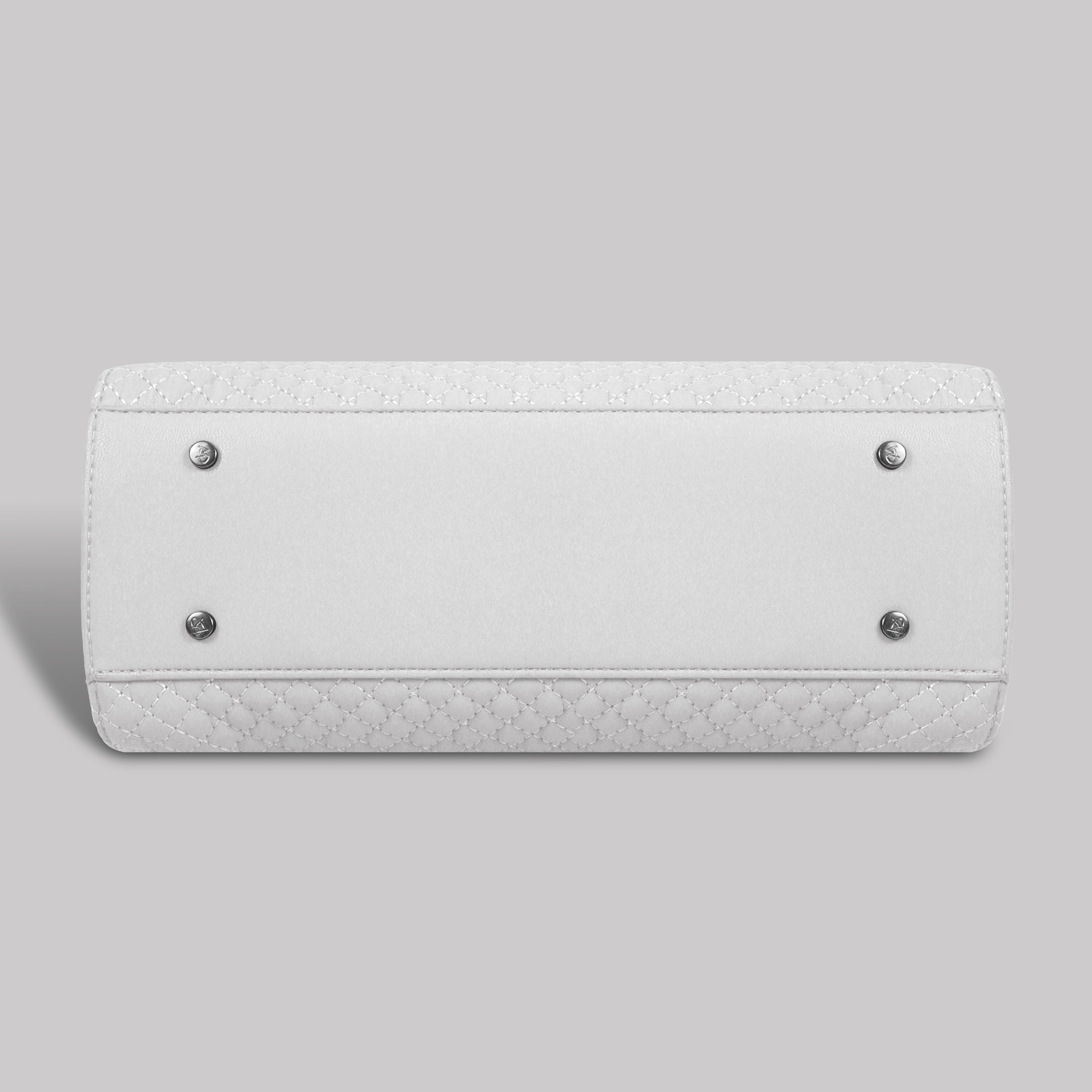 Magnolia White Quilted Faux Leather Handbag for Women | 10.5L Stylish Everyday & Office Use Bag with Long Strap