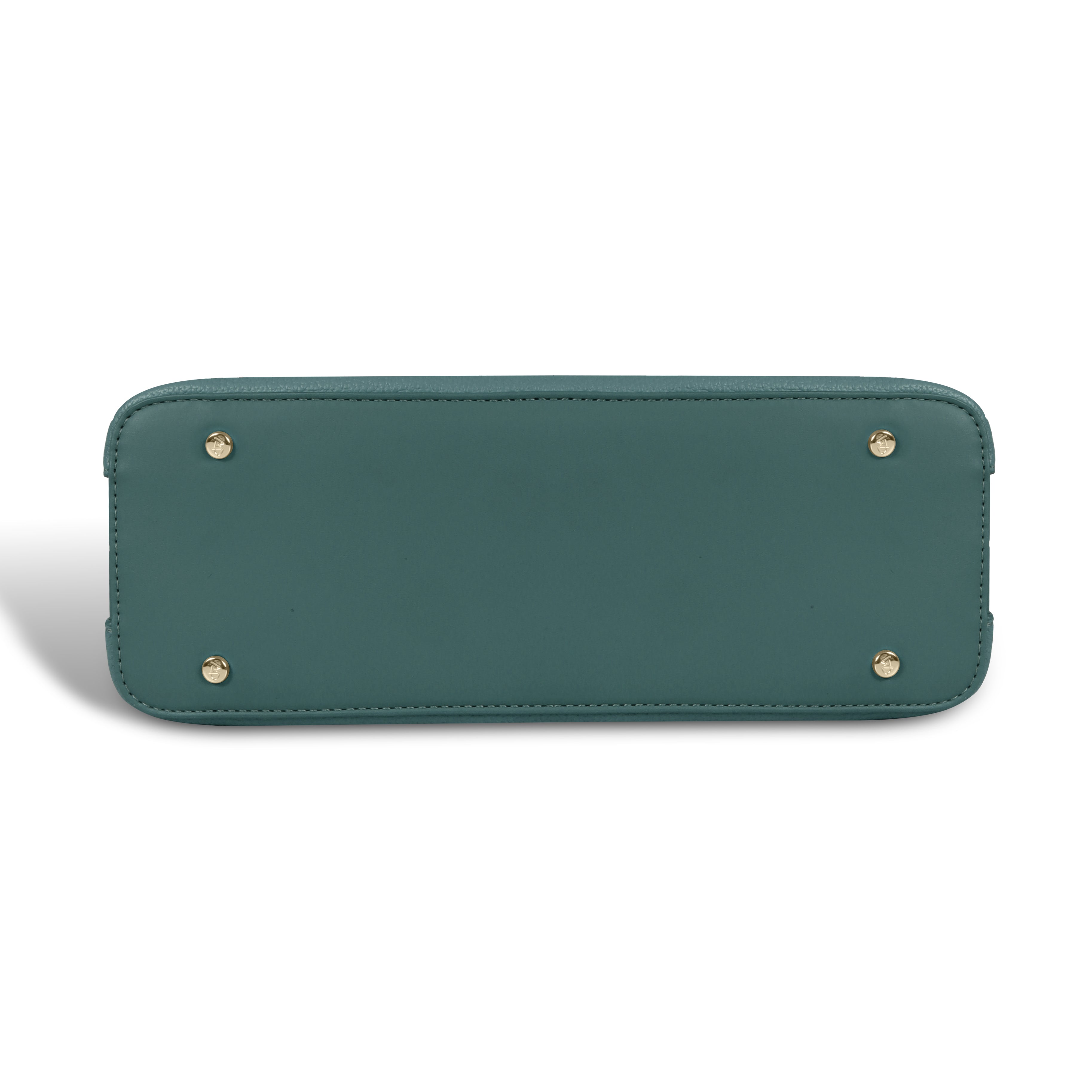 Magnolia Elegant Textured Handbag with Scarf Chain Handle – Teal Green – Small Structured PU Leather Bag