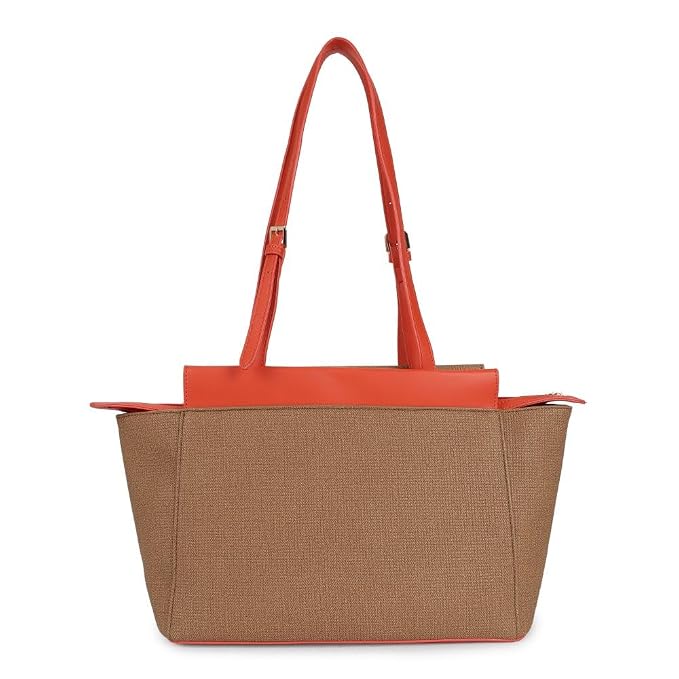 Magnolia PU Leather Women Brown Tote Bag