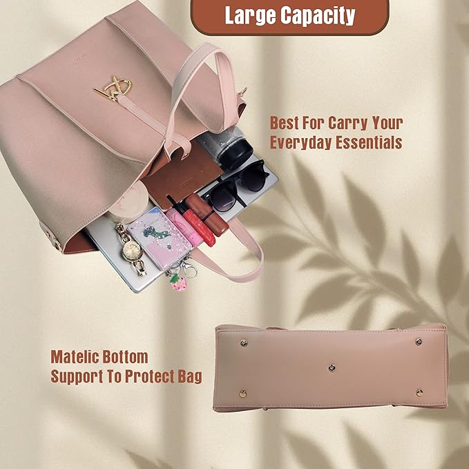 Luxury Hobo Tote Bag Spacious PU Leather Handbag with Charm