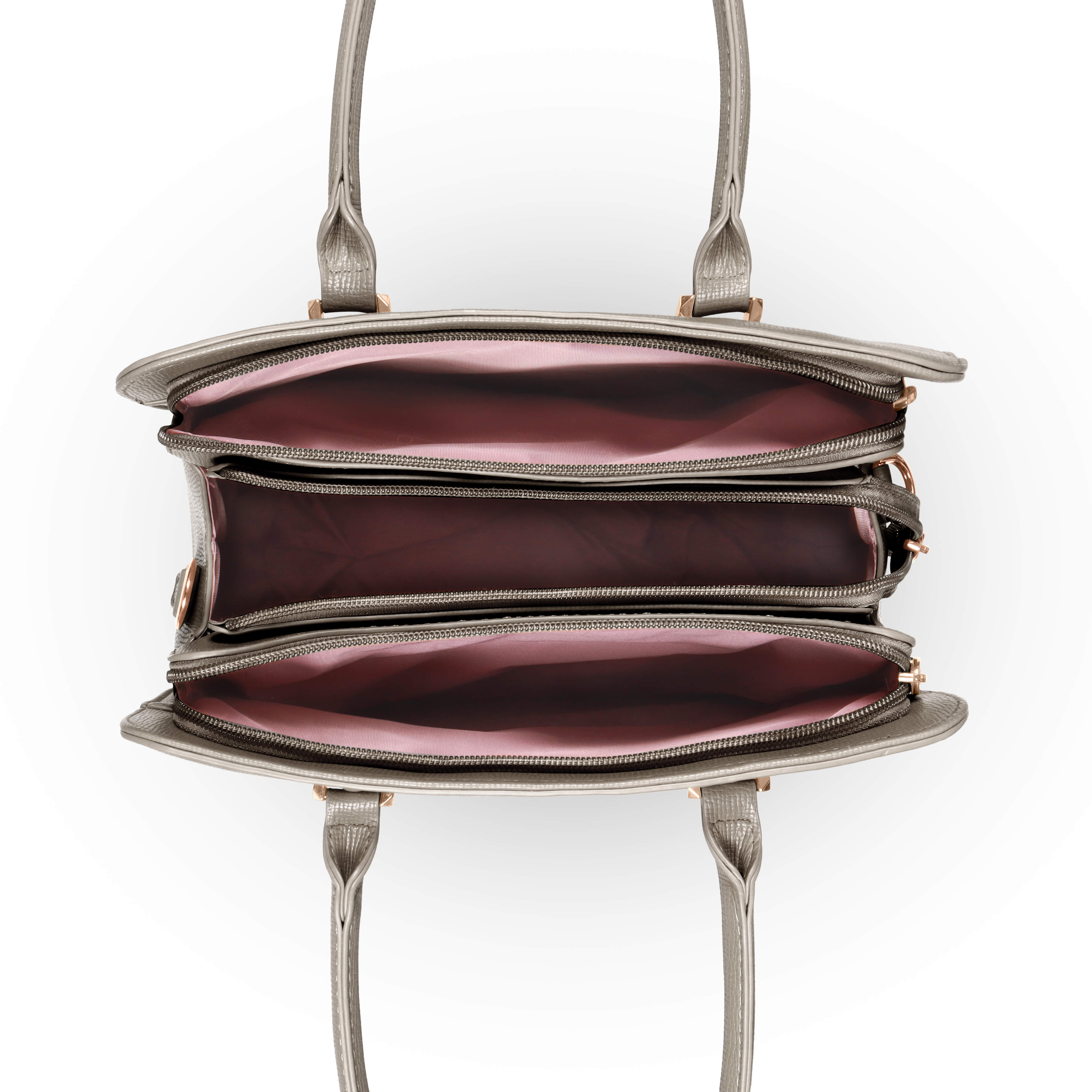 Magnolia® Prime Beige Carryall Vegan LeatherHandbag with Spacious Interior & Long Strap – Bronze