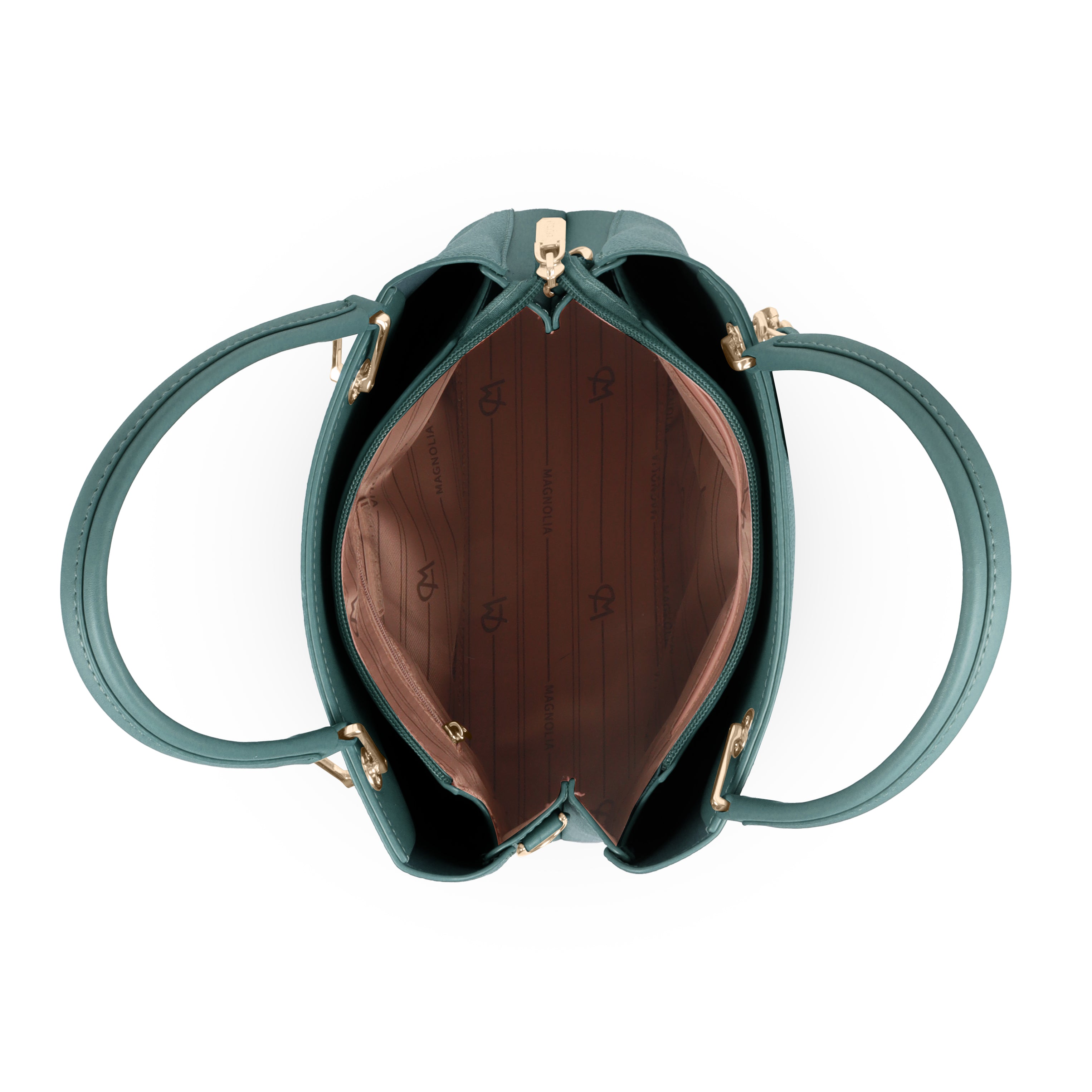 Magnolia Elegant Textured Handbag with Scarf Chain Handle – Teal Green – Small Structured PU Leather Bag