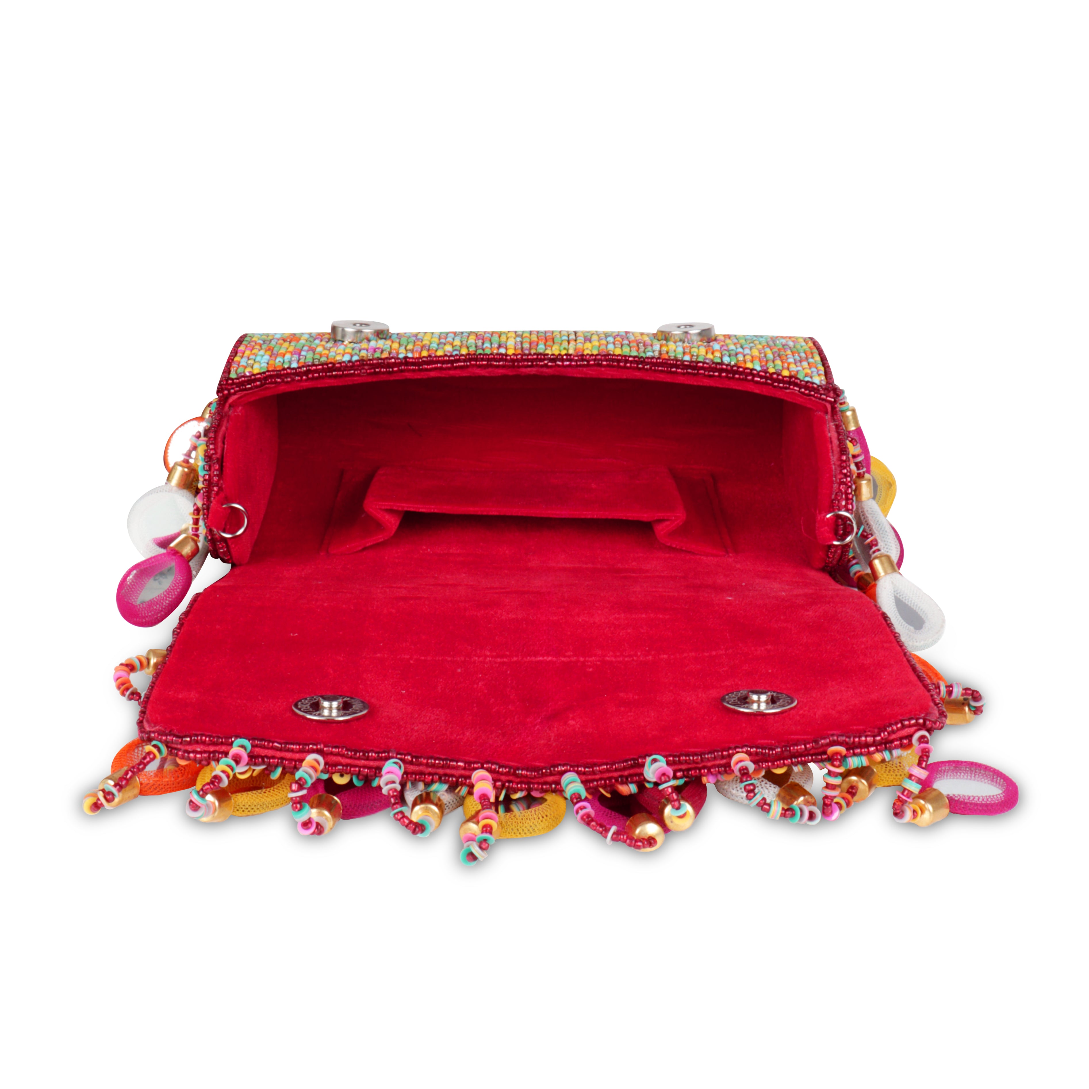 Magnolia Luxe Hot Pink Multicolor Velvet Clutch – Bridal, Festive & Party Wear