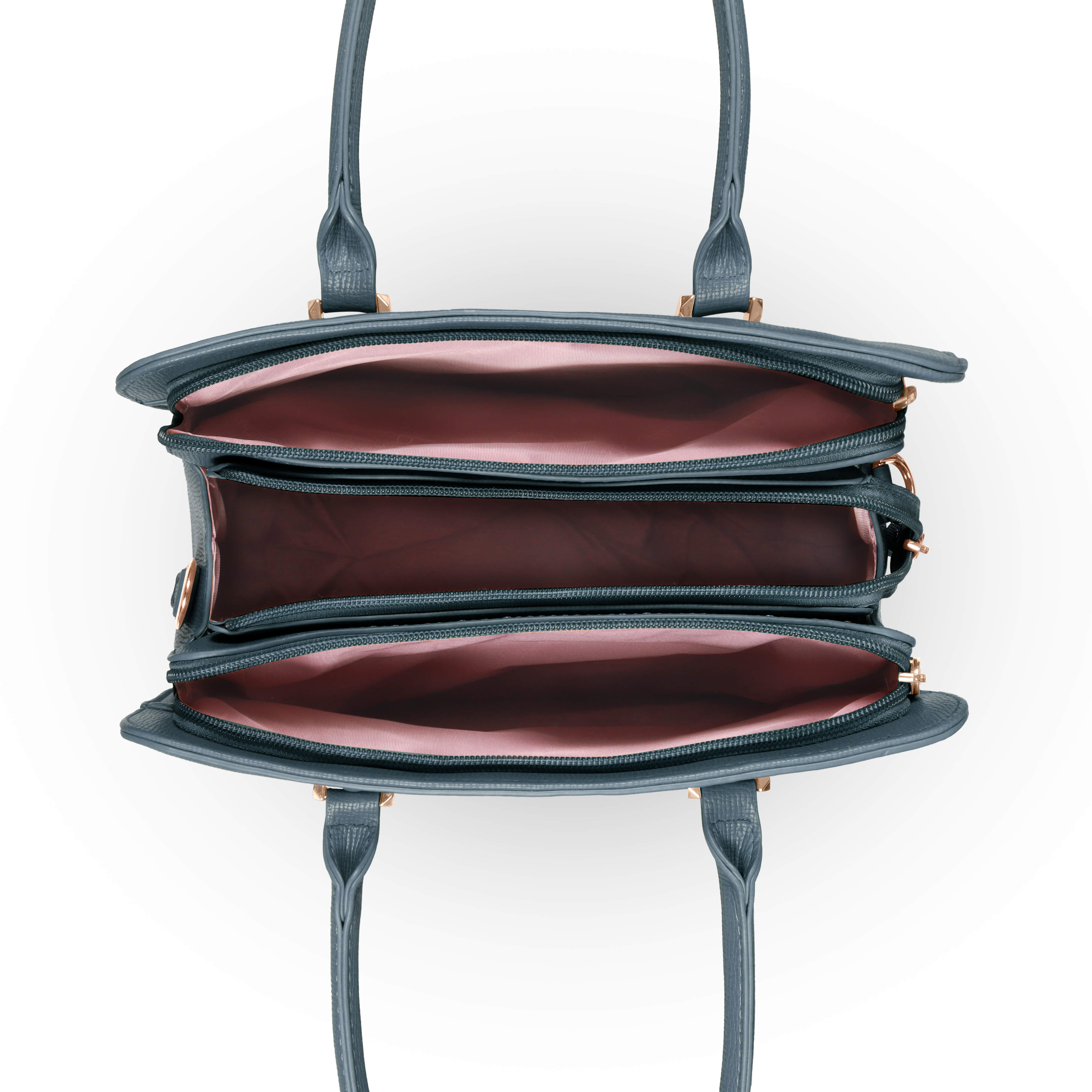 Magnolia® Prime Beige Carryall Vegan LeatherHandbag with Spacious Interior & Long Strap – Blue