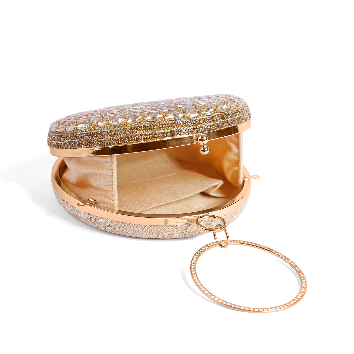 Magnolia Gold Jute Embellished Women Clutch
