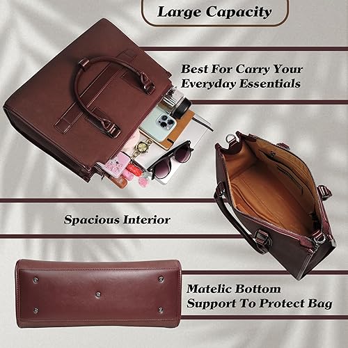 Magnolia® Premium Faux Leather Handbag – 10L Spacious Everyday & Office Bag Wine Red