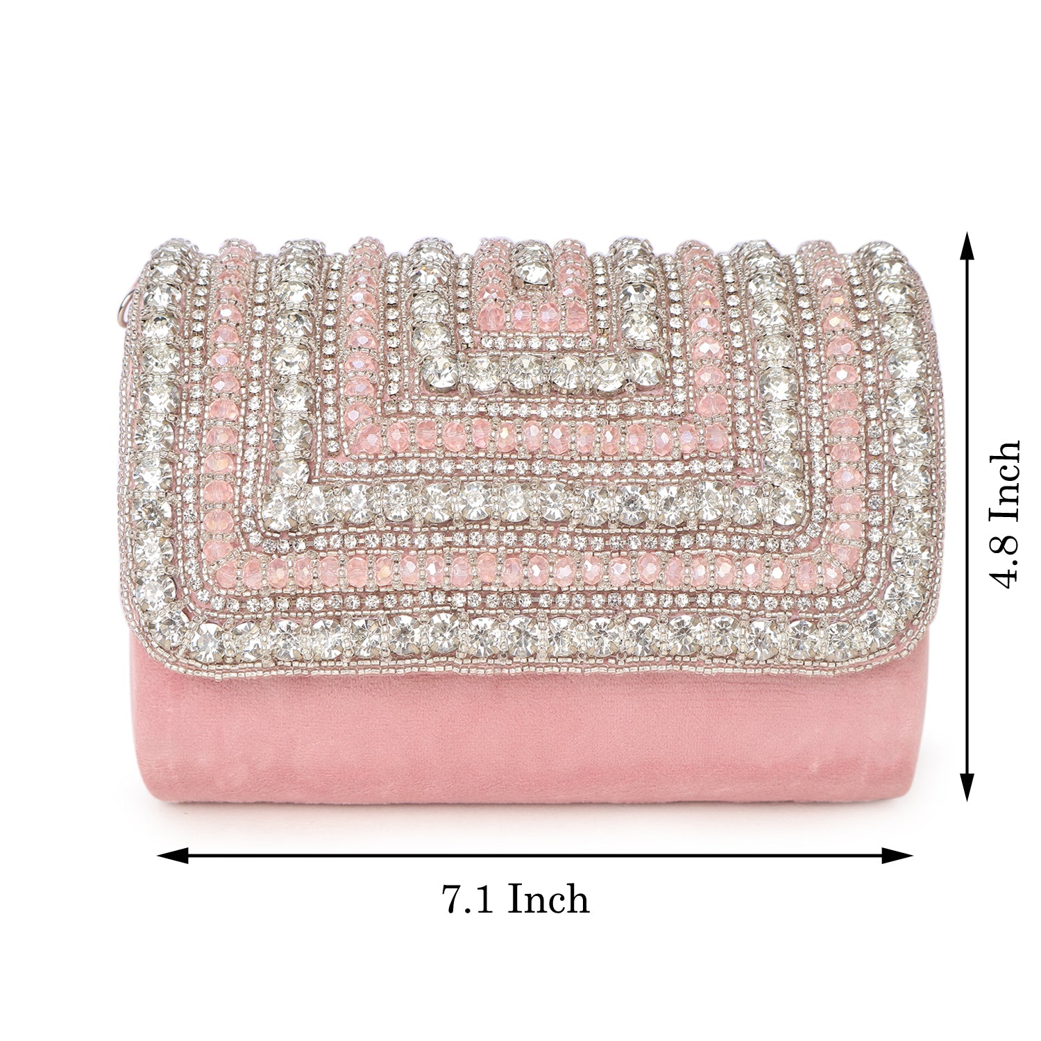 Nysa Pink Embellished Flap over Clutch Bag