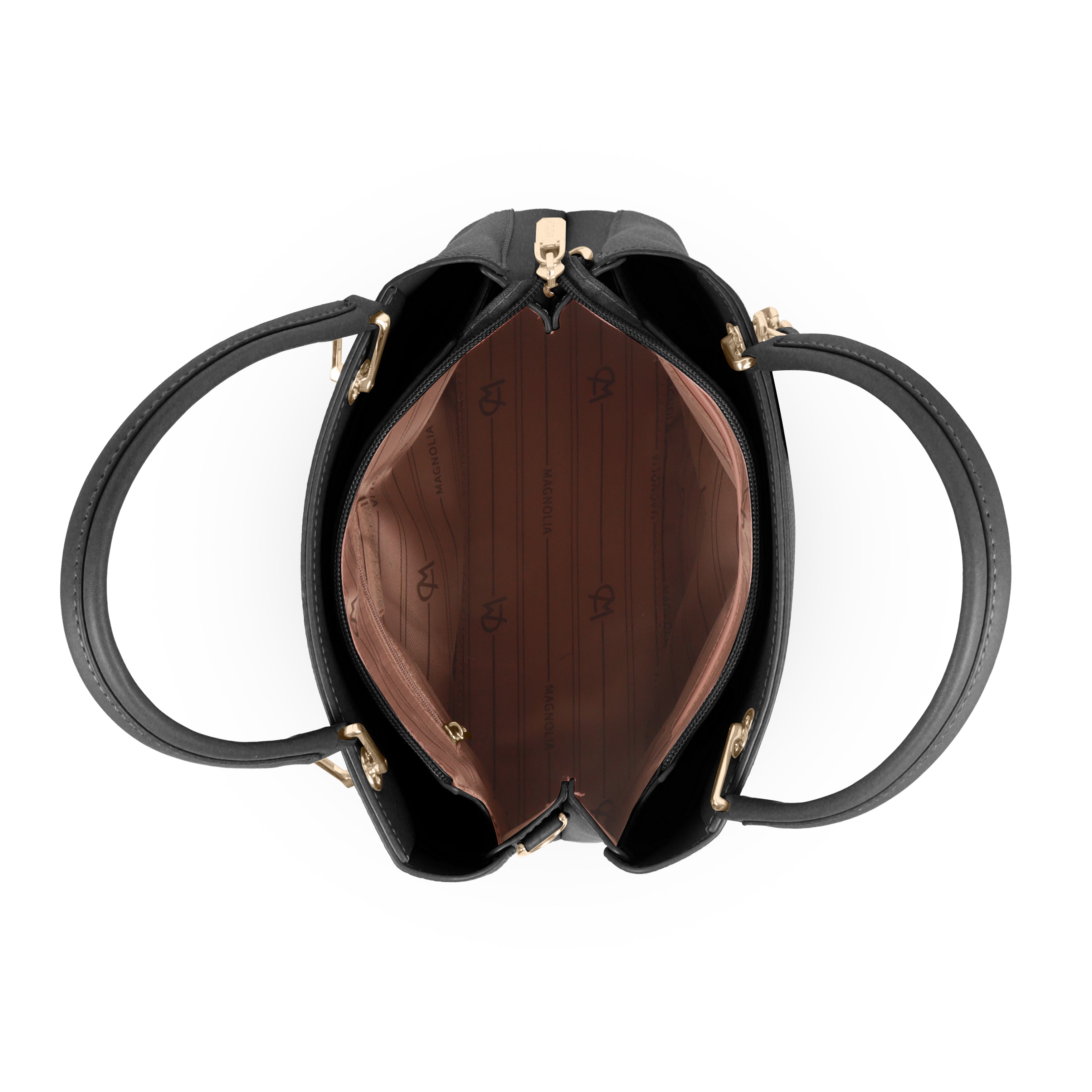 Magnolia Elegant Textured Handbag with Scarf Chain Handle – Black – Small Structured PU Leather Bag