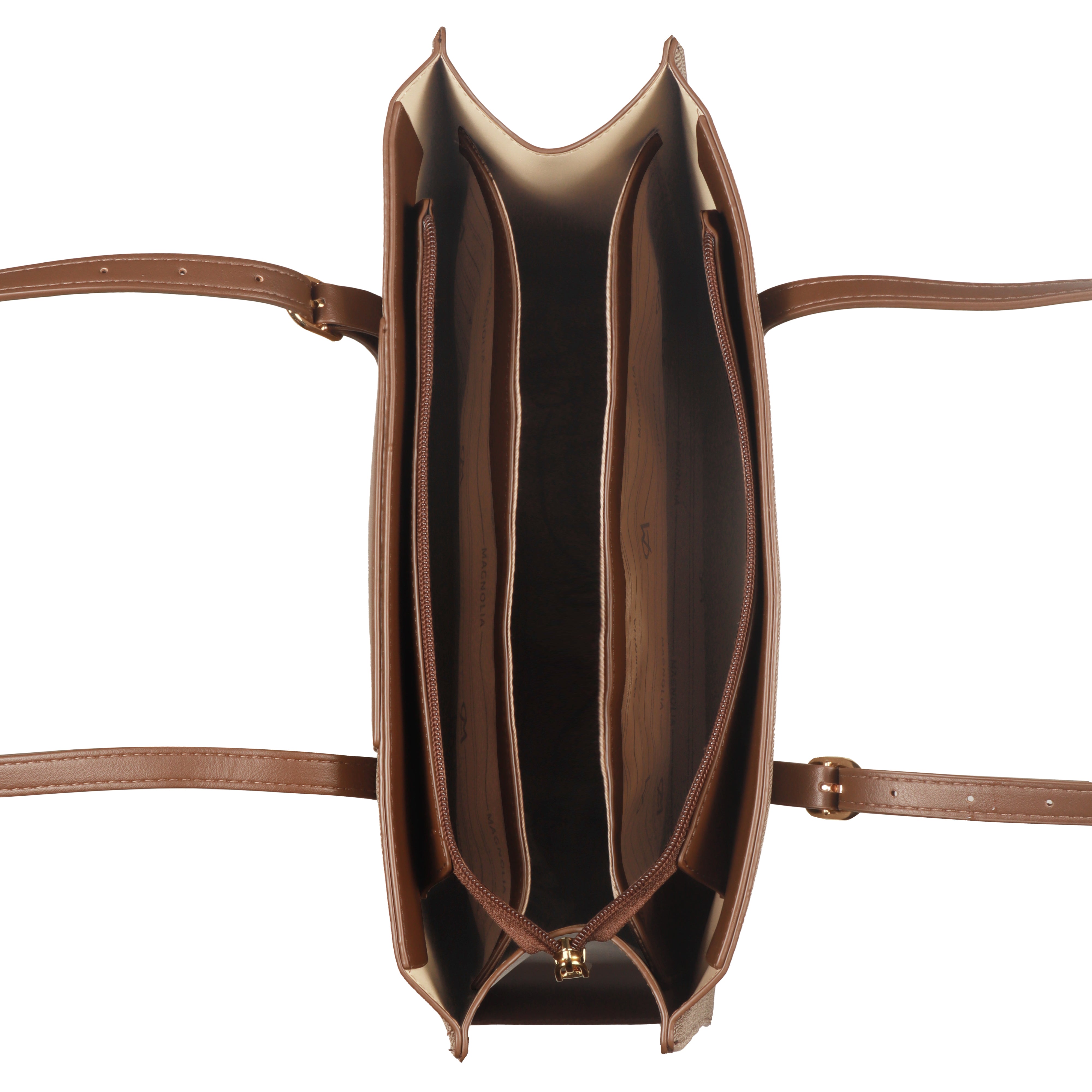 Magnolia Structured Coffee Tote Bag for Women | PU Leather & Fabric Combo | 12L Work & Everyday Handbag