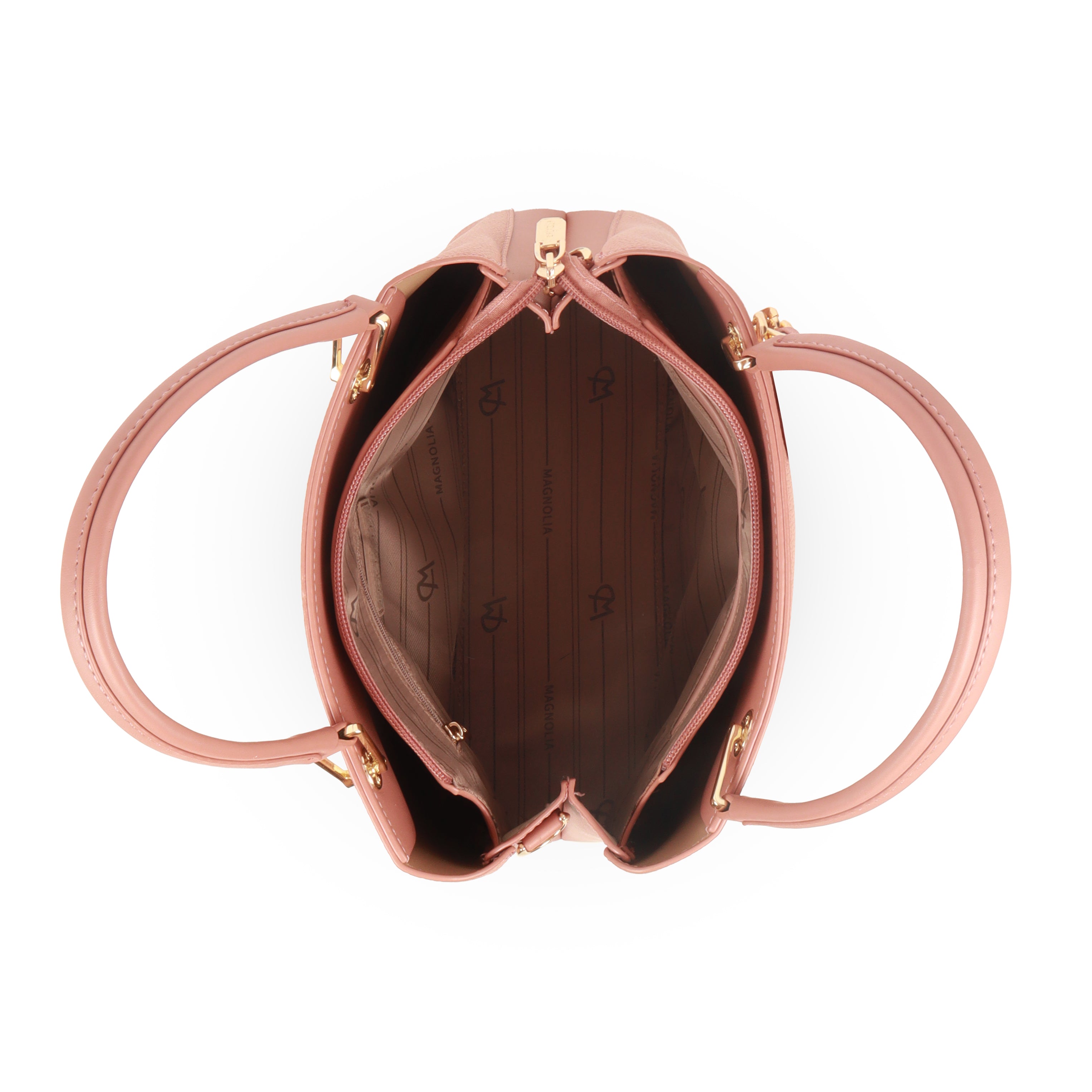 Magnolia Elegant Textured Handbag with Scarf Chain Handle – Blush Pink – Small Structured PU Leather Bag