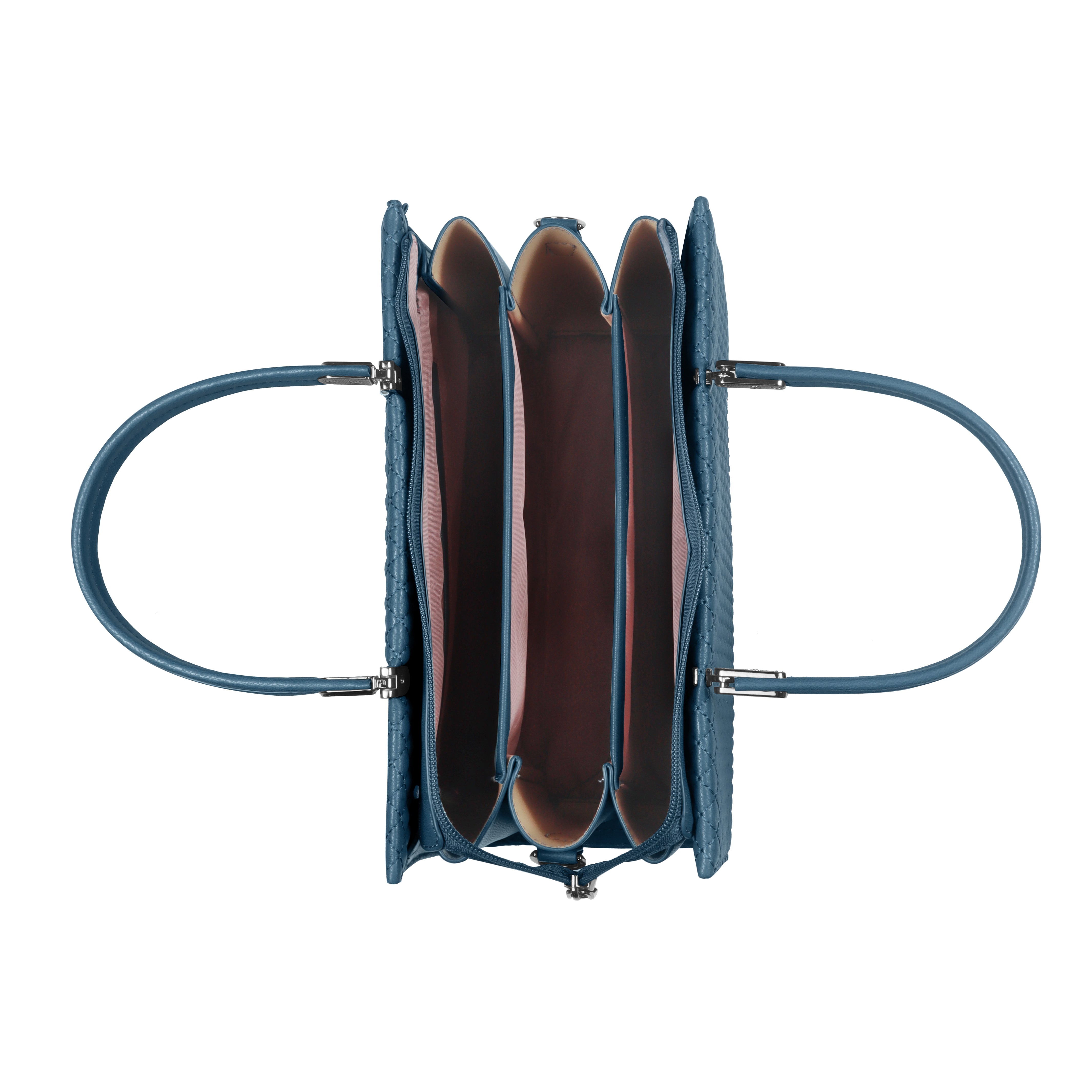 Magnolia Blue Quilted Faux Leather Handbag for Women | 10.5L Stylish Everyday & Office Use Bag with Long Strap