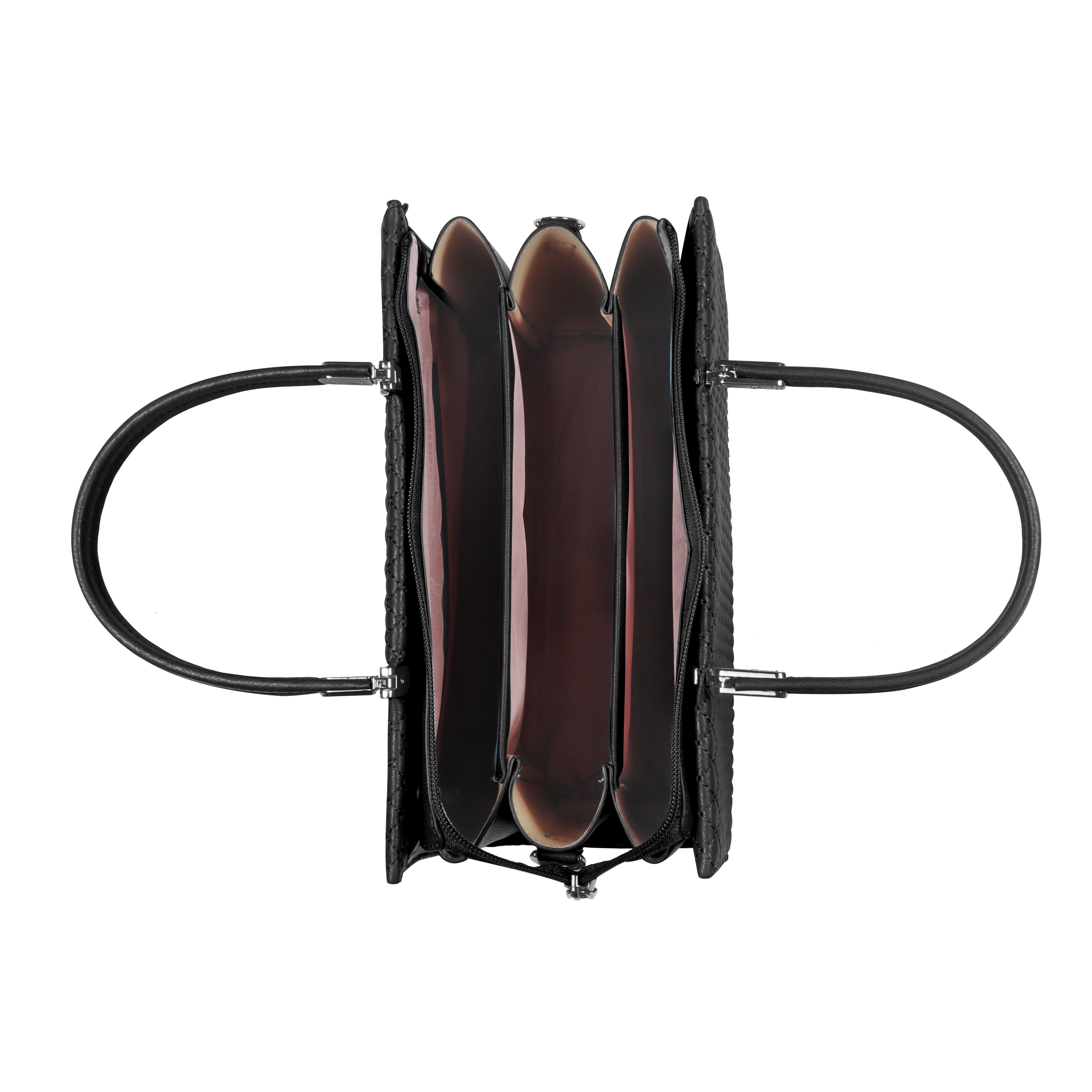 Magnolia Black Quilted Faux Leather Handbag for Women | 10.5L Stylish Everyday & Office Use Bag with Long Strap