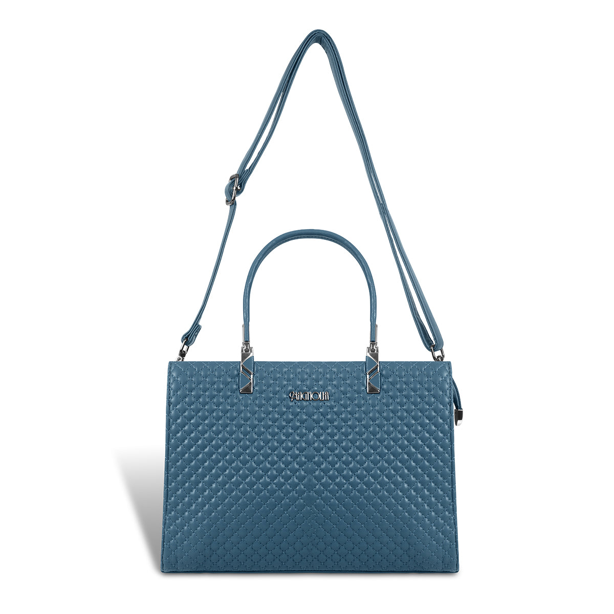 Magnolia Blue Quilted Faux Leather Handbag for Women | 10.5L Stylish Everyday & Office Use Bag with Long Strap