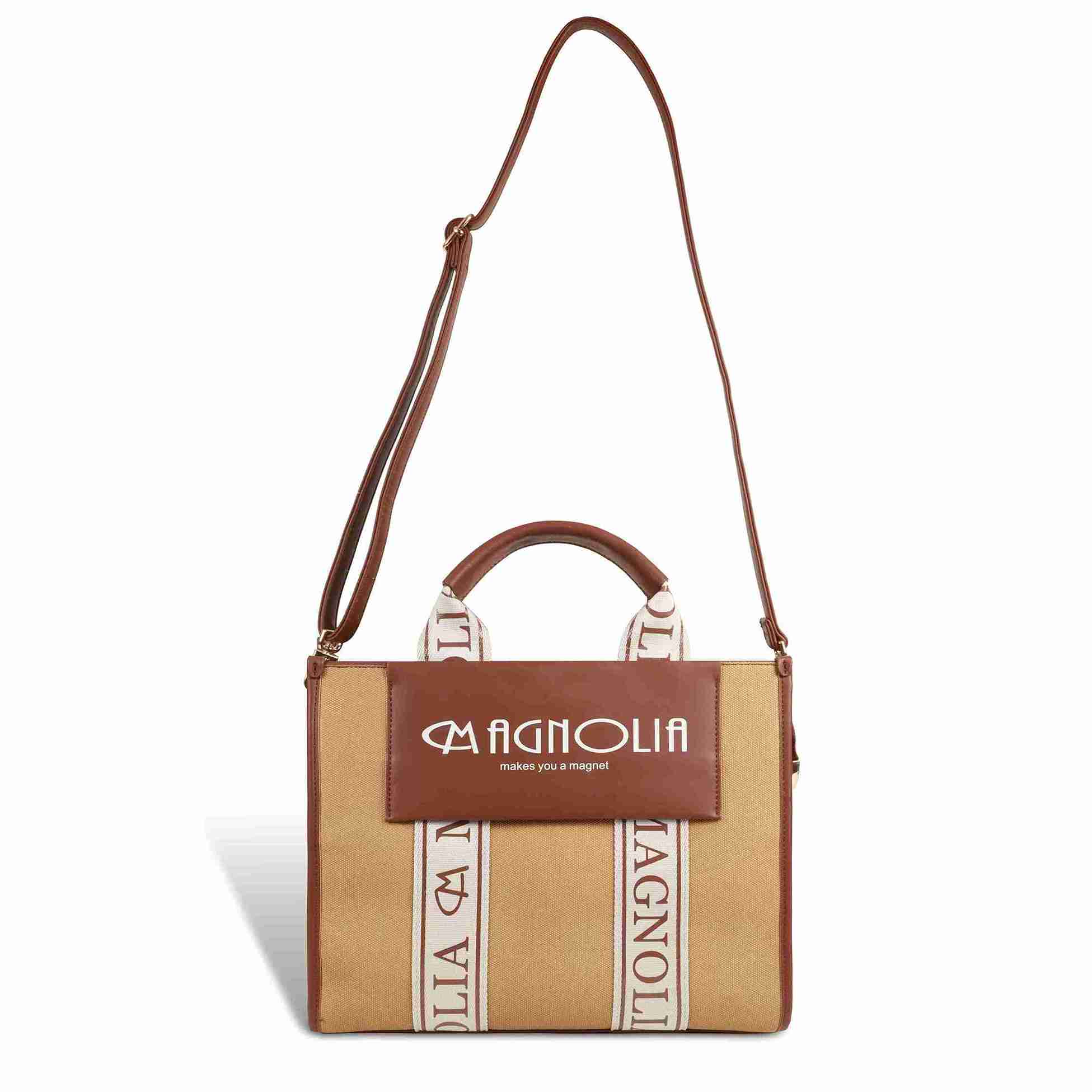 Magnolia® Premium Faux Leather Handbag – 10L Spacious Everyday & Office Bag | Khaki