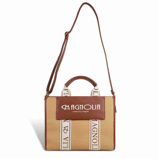 Magnolia® Premium Faux Leather Handbag – 10L Spacious Everyday & Office Bag | Khaki