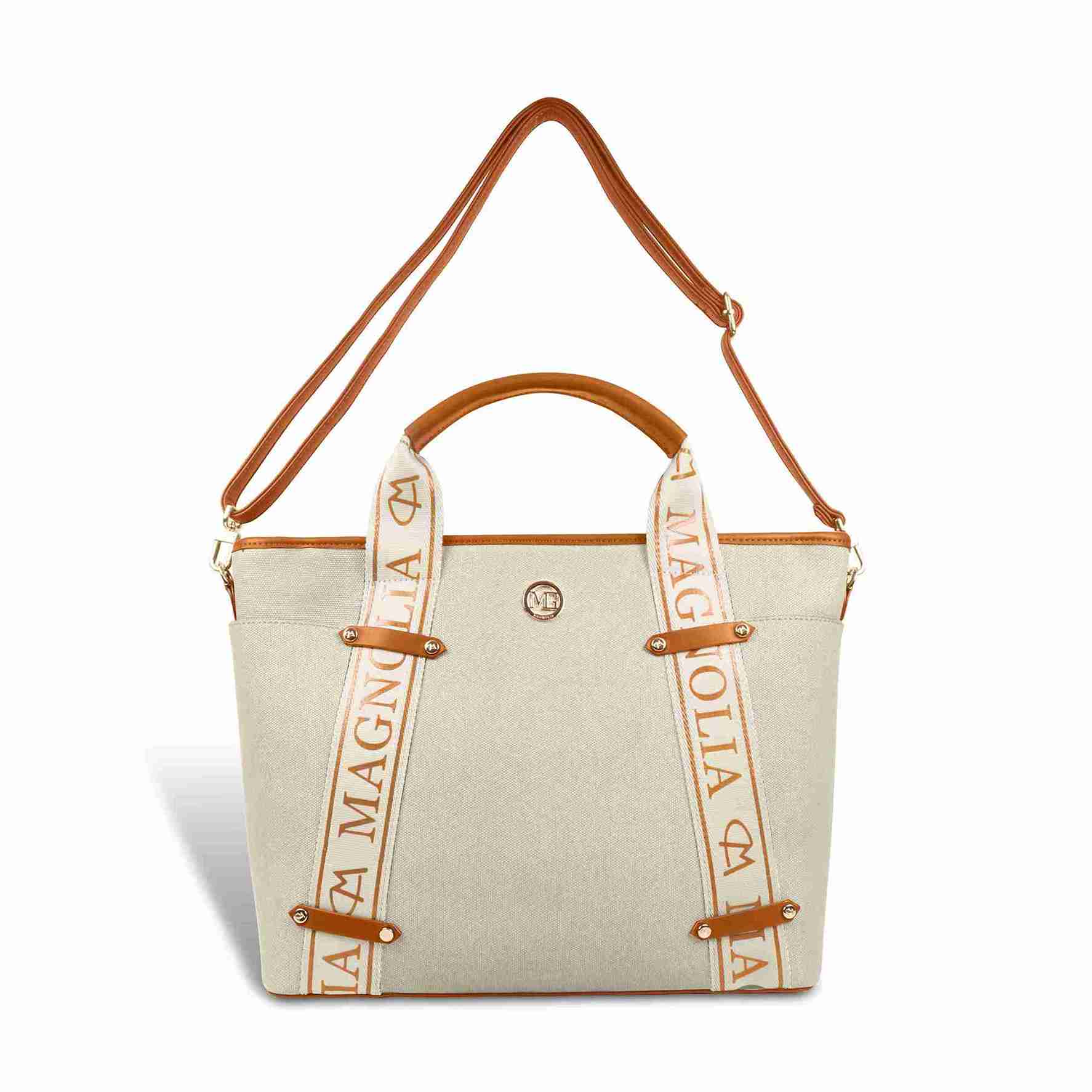 Magnolia® Vegan Leather Tan Handbag – 15L Spacious Tote for Everyday & Work Use