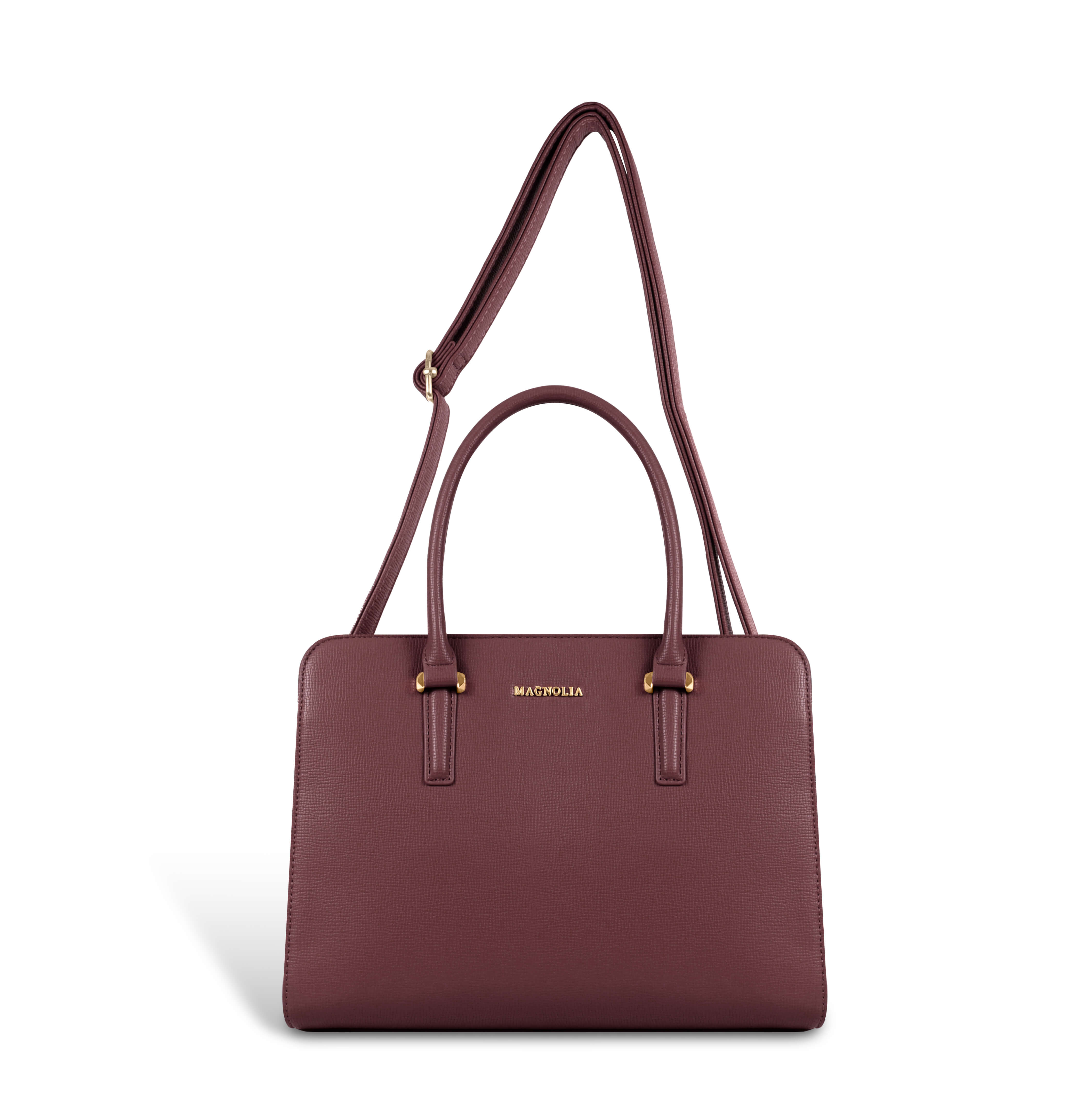 Magnolia® Prime Beige Carryall Vegan LeatherHandbag with Spacious Interior & Long Strap – Red