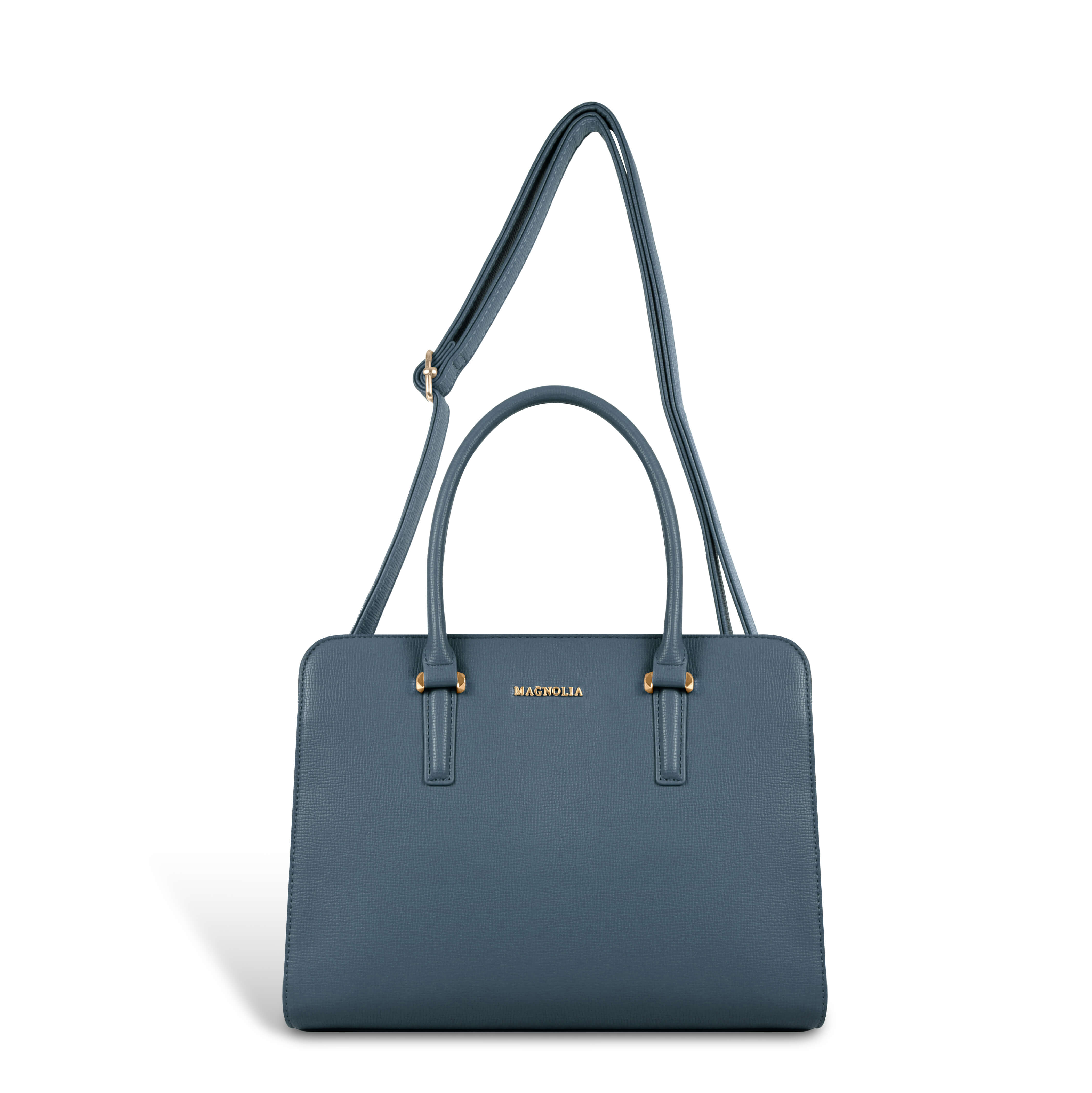 Magnolia® Prime Beige Carryall Vegan LeatherHandbag with Spacious Interior & Long Strap – Blue