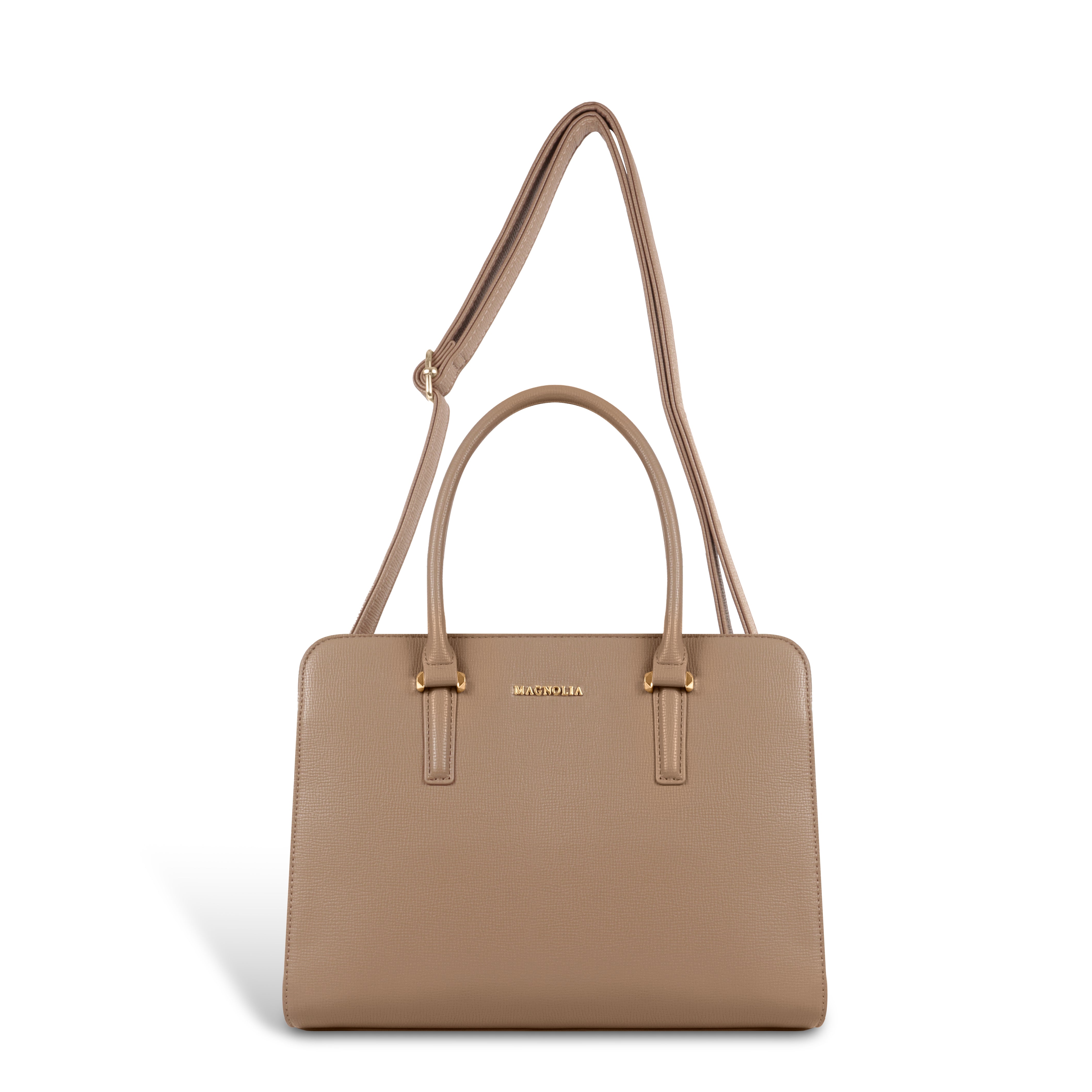 Magnolia® Prime Beige Carryall Vegan LeatherHandbag with Spacious Interior & Long Strap – Khaki