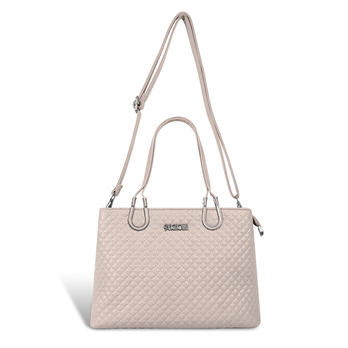 Magnolia Dusty Rose Quilted Faux Leather Handbag for Women | 10.5L Elegant Everyday & Office Shoulder Bag