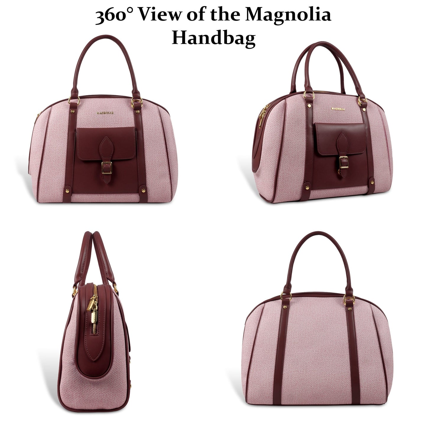 Magnolia Elegant Leatherette Handbag for Women with Detachable Strap