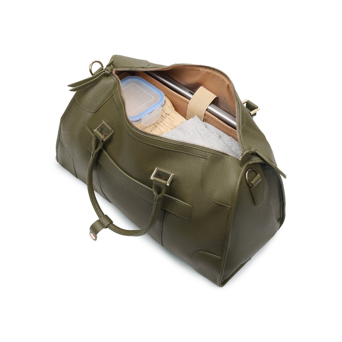 Magnolia Green PU Leather Solid One Size Unisex Duffle Bag